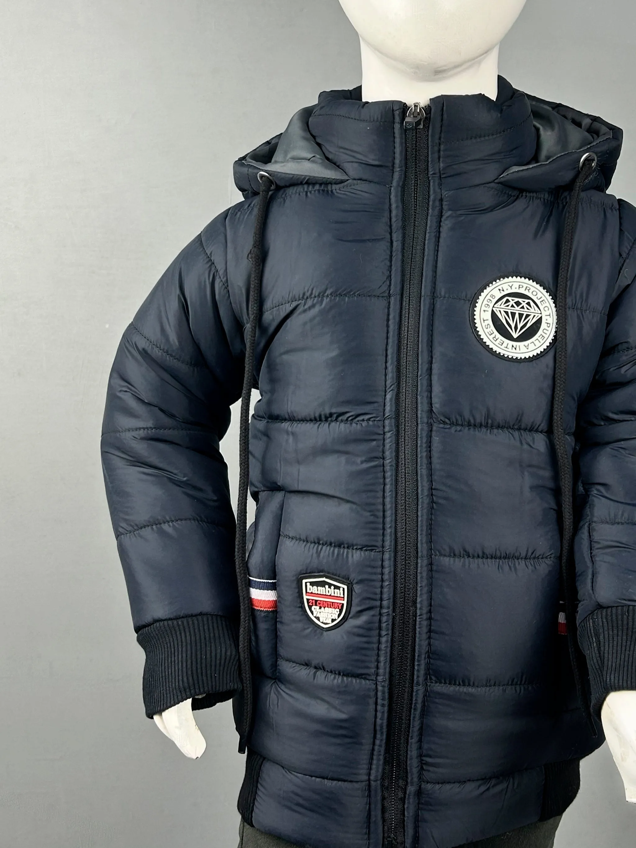 2.5Yrs - 8Yrs Dark Navy Blue Puffer Jacket For Boys NKG KJ30