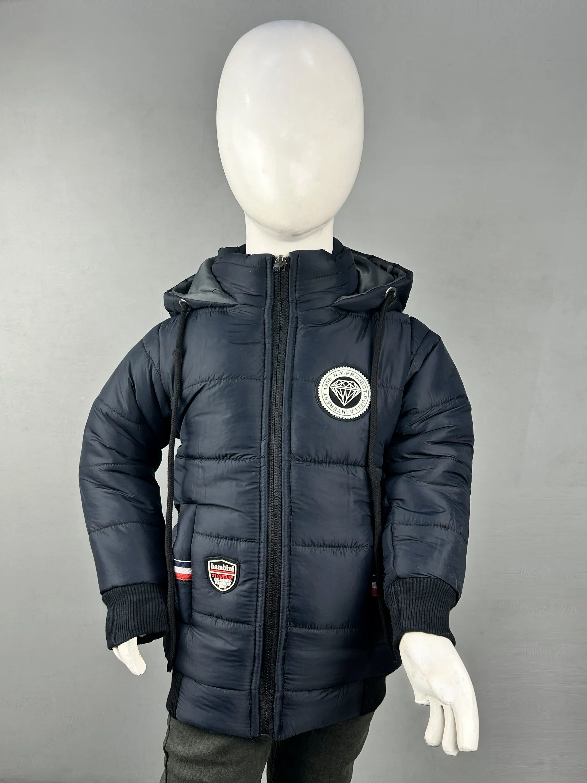 2.5Yrs - 8Yrs Dark Navy Blue Puffer Jacket For Boys NKG KJ30