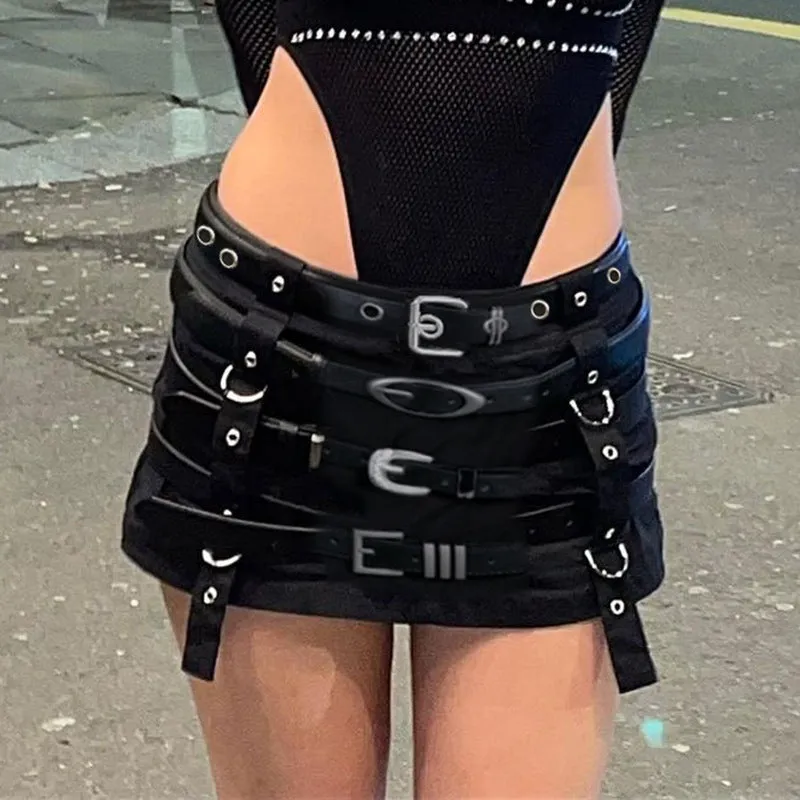 American Punk Style Belt Short Skirt