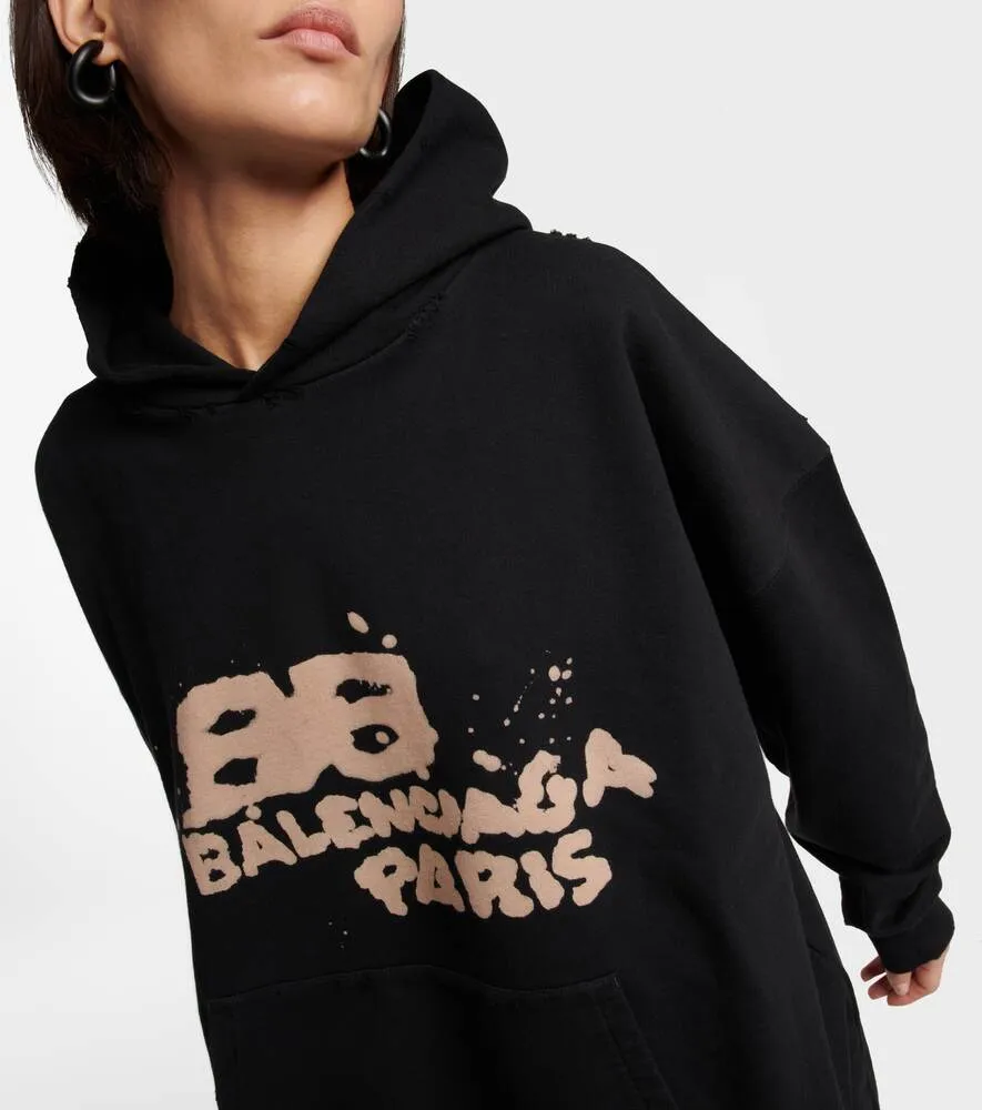 BALENCIAGA Oversized Cotton Hoodie, Black