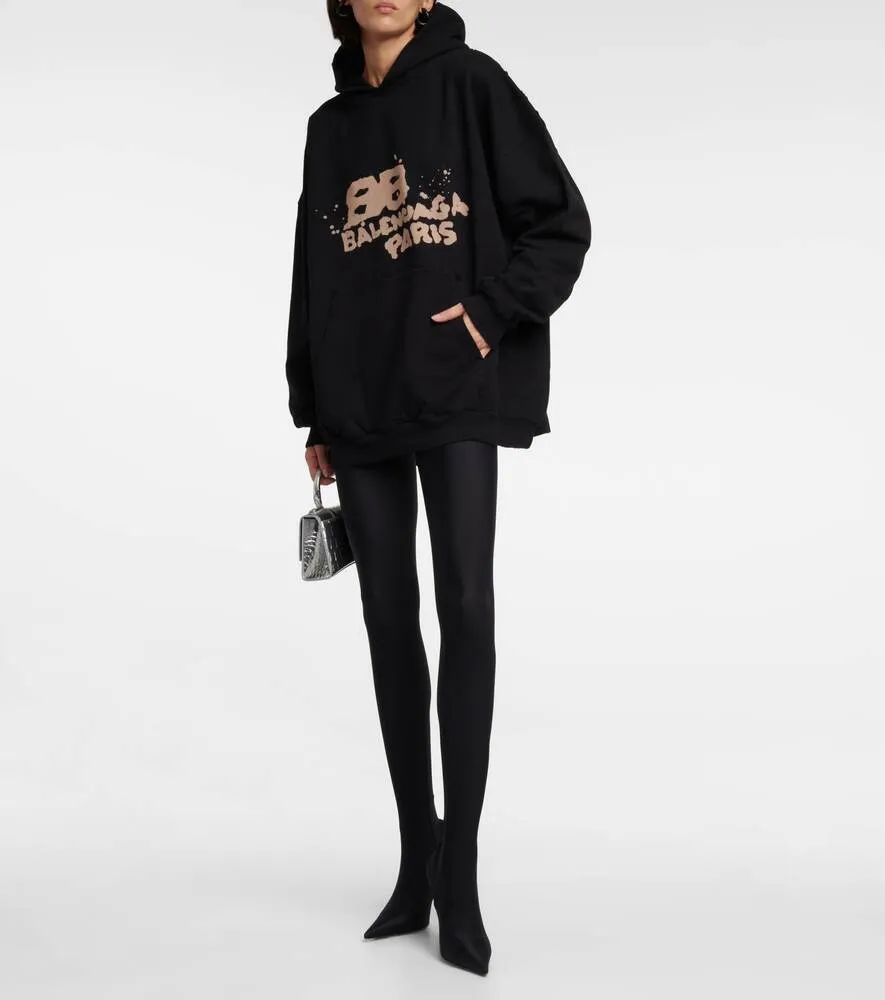 BALENCIAGA Oversized Cotton Hoodie, Black