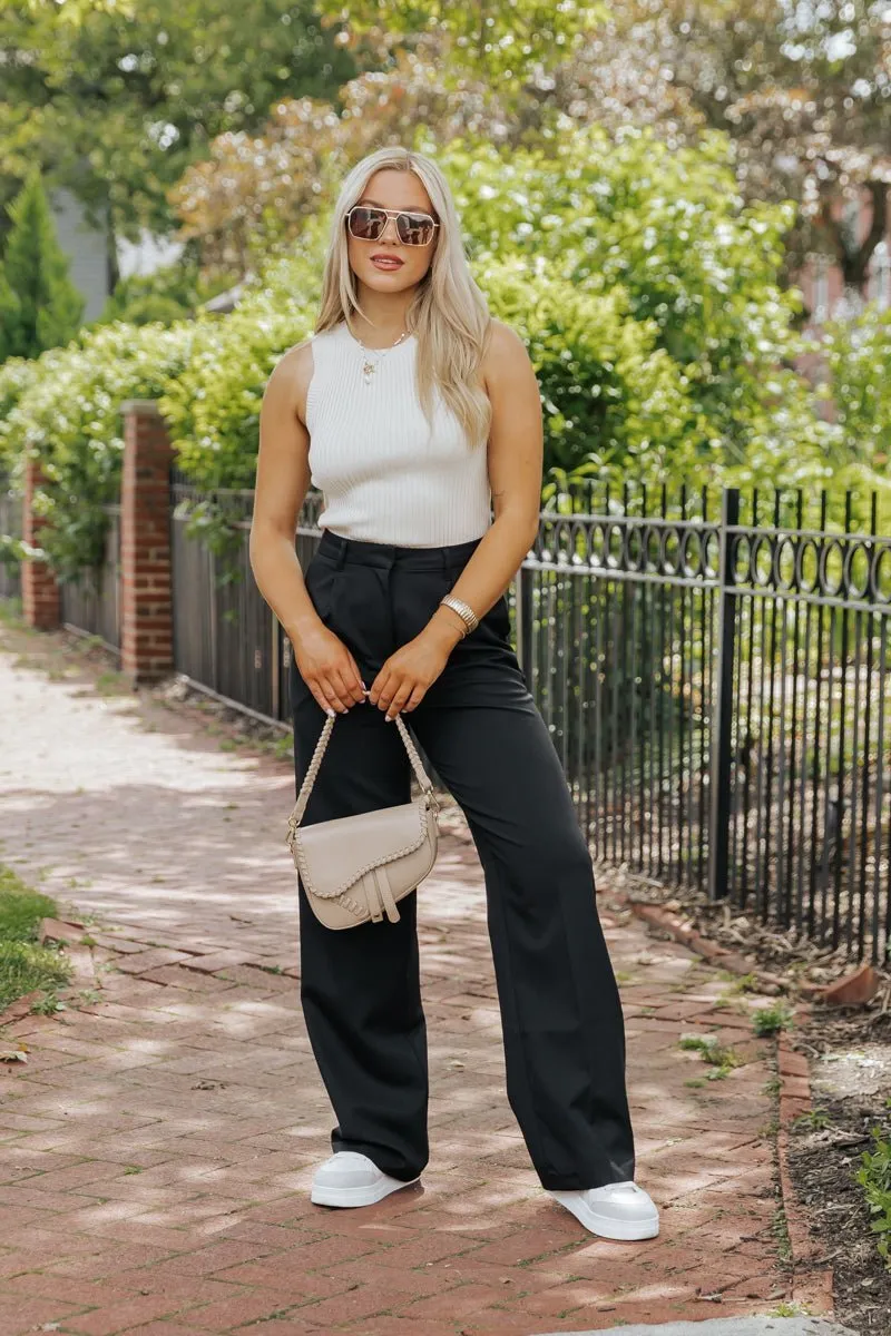 Basic Ribbed Sweater Tank Top - Cream - FINAL SALE