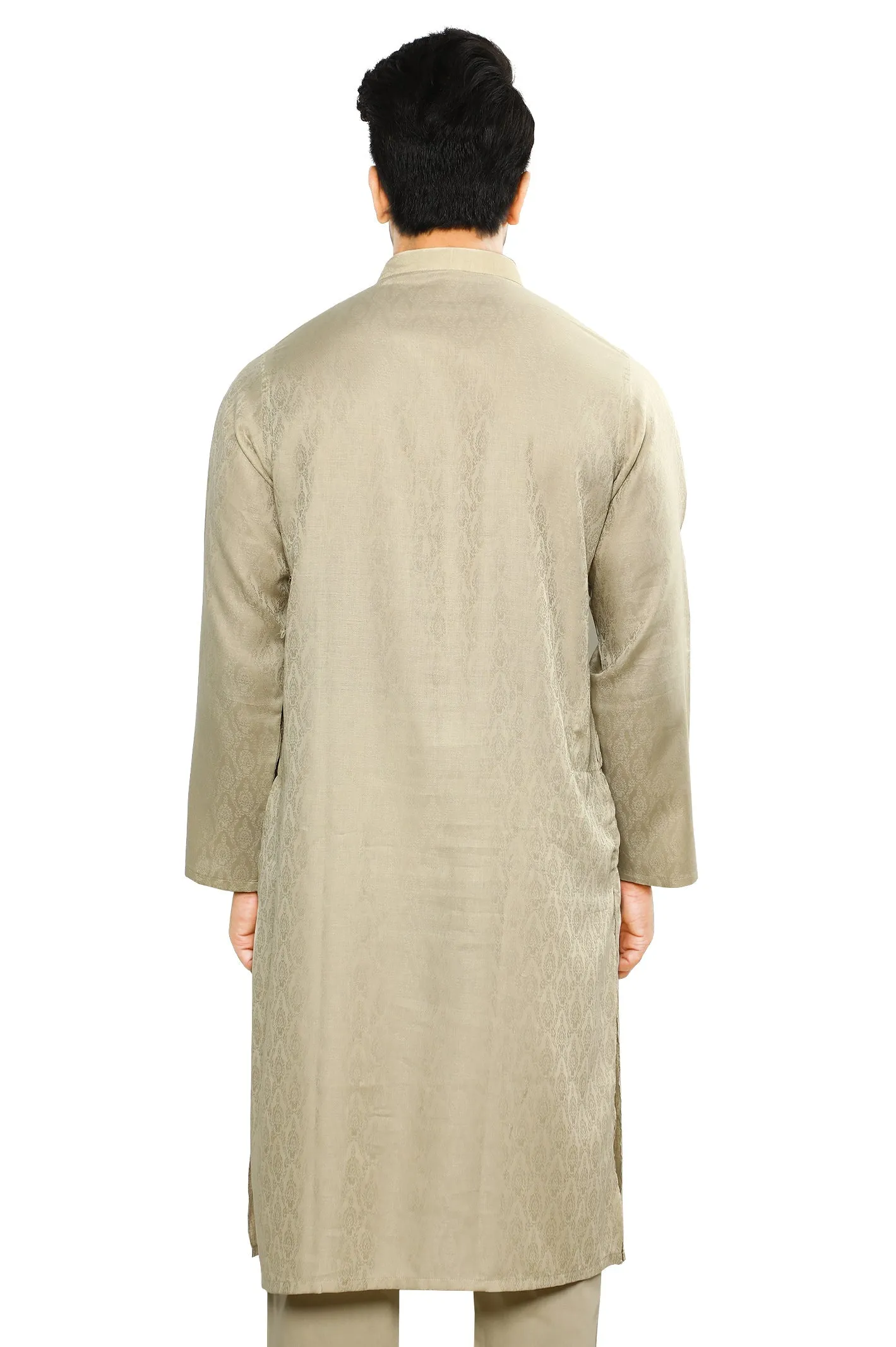 Beige Cotton Jacqurd Shalwar Kameez