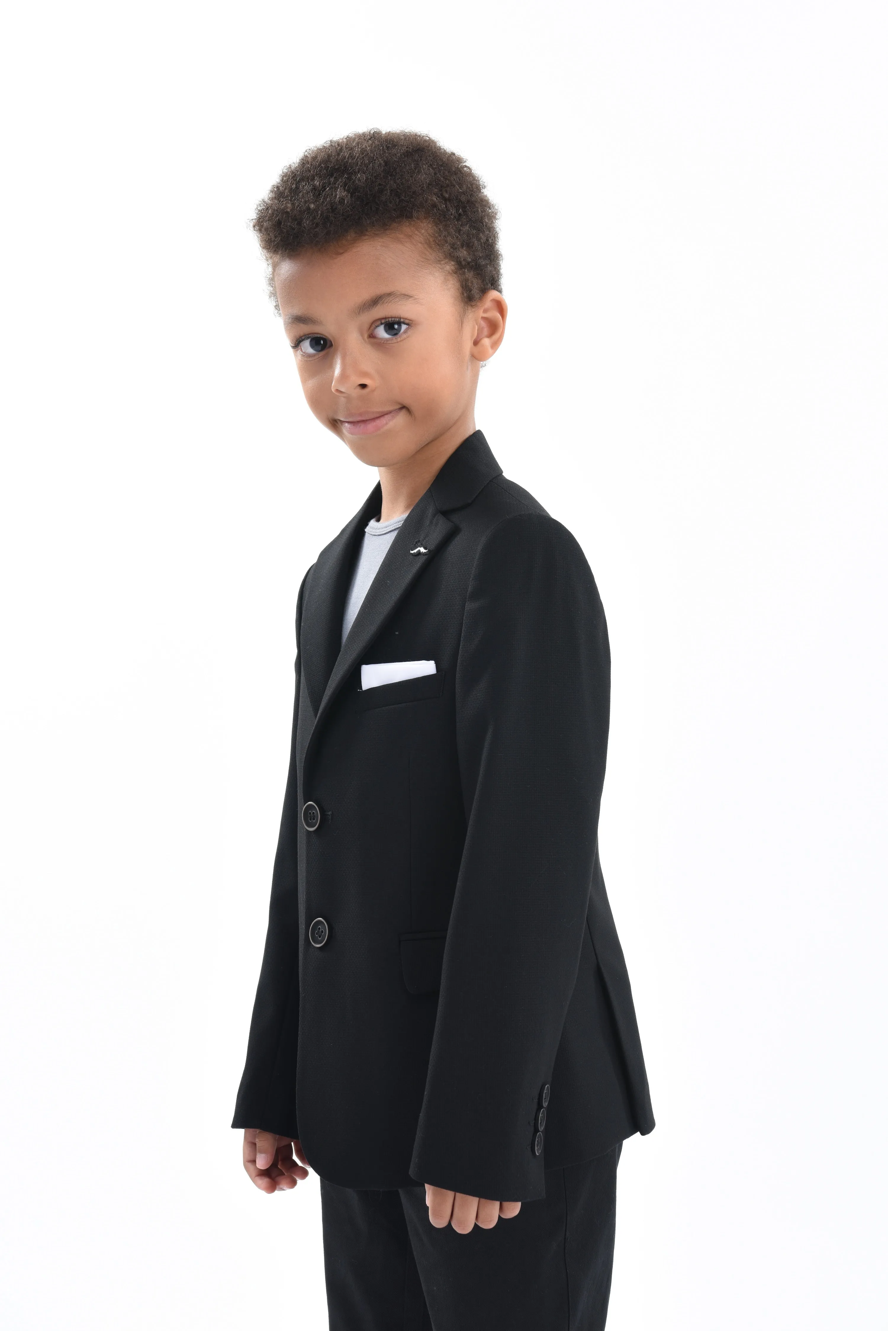 Black Twill Peak Lapel Blazer