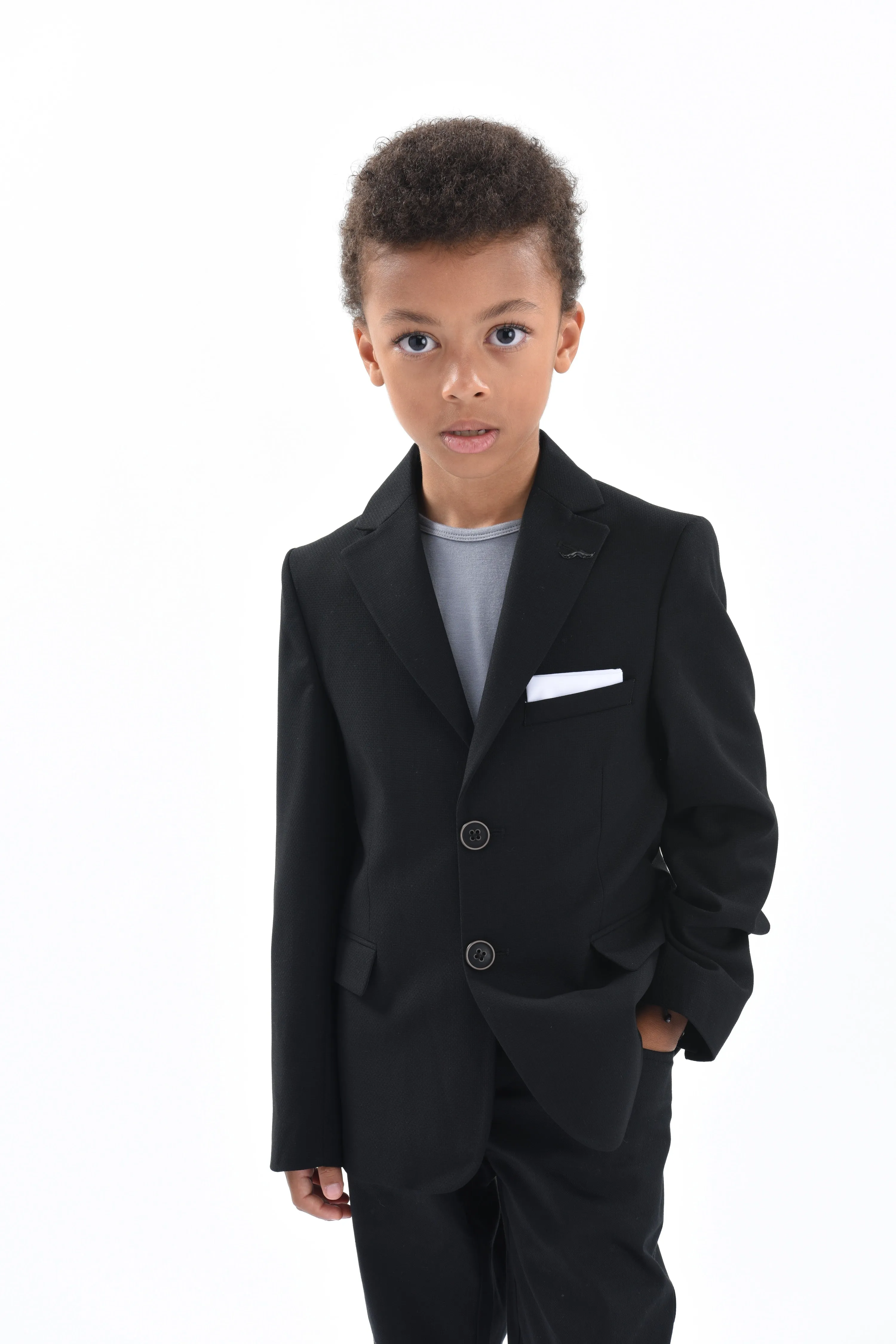 Black Twill Peak Lapel Blazer