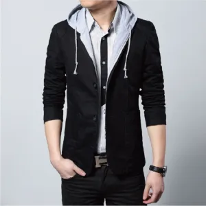 Contemporary Urban Men's Hooded Blazer for Fashion Innovators