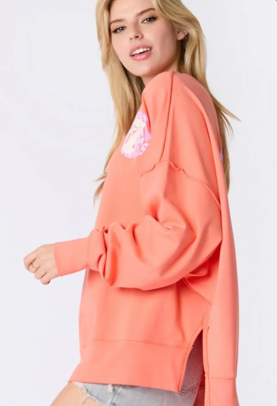 Coral Stones Back Tongue Sweatshirt