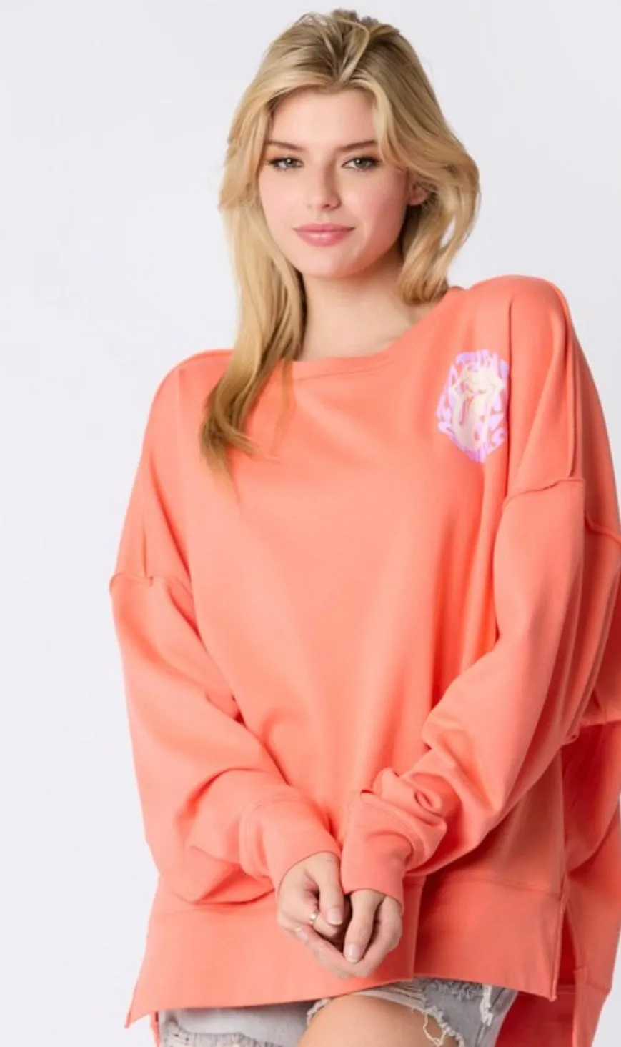 Coral Stones Back Tongue Sweatshirt