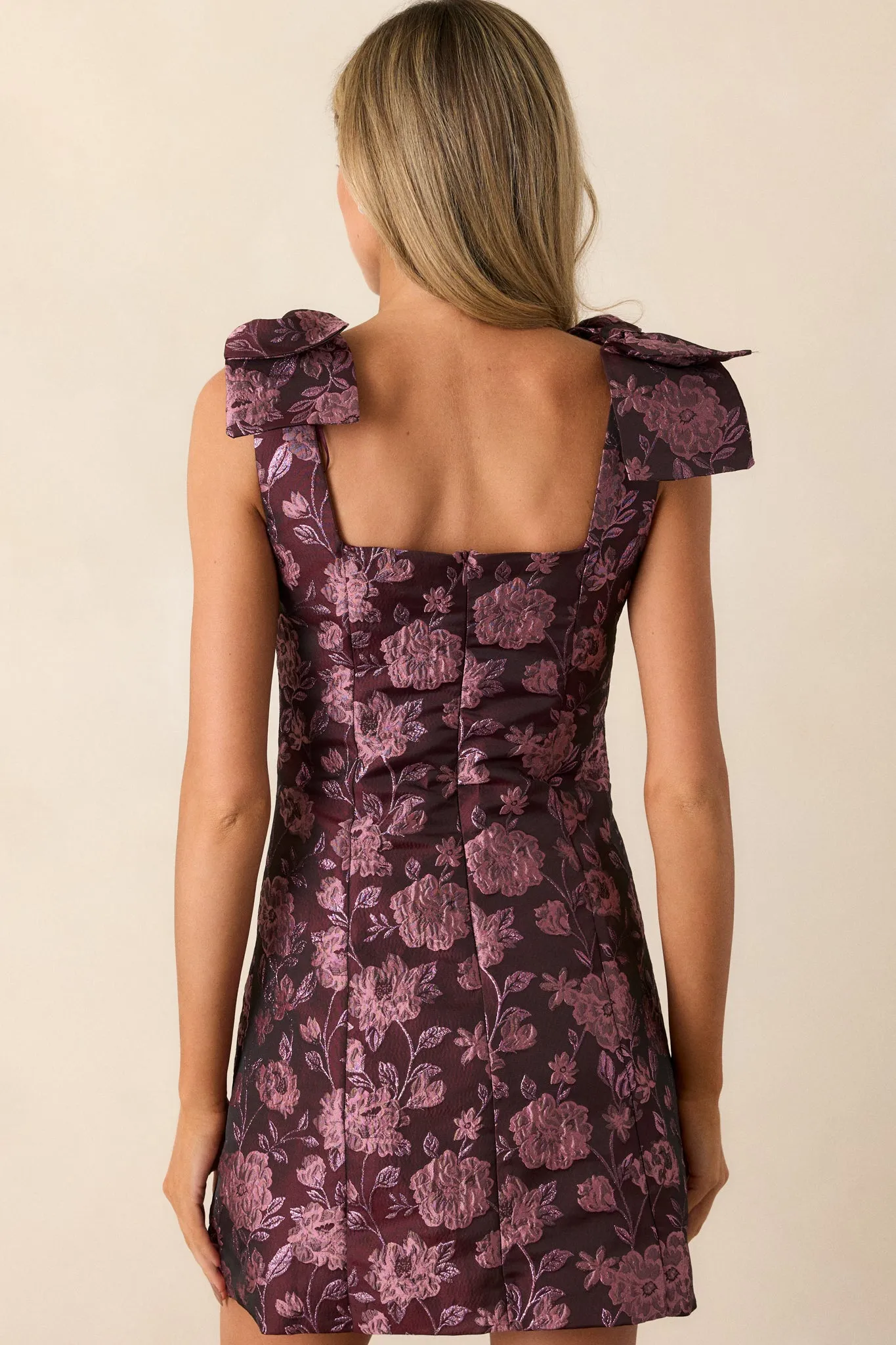 Dancing In The Rain Purple Floral Jacquard Mini Dress