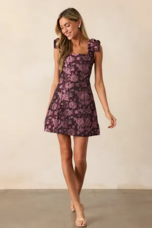 Dancing In The Rain Purple Floral Jacquard Mini Dress