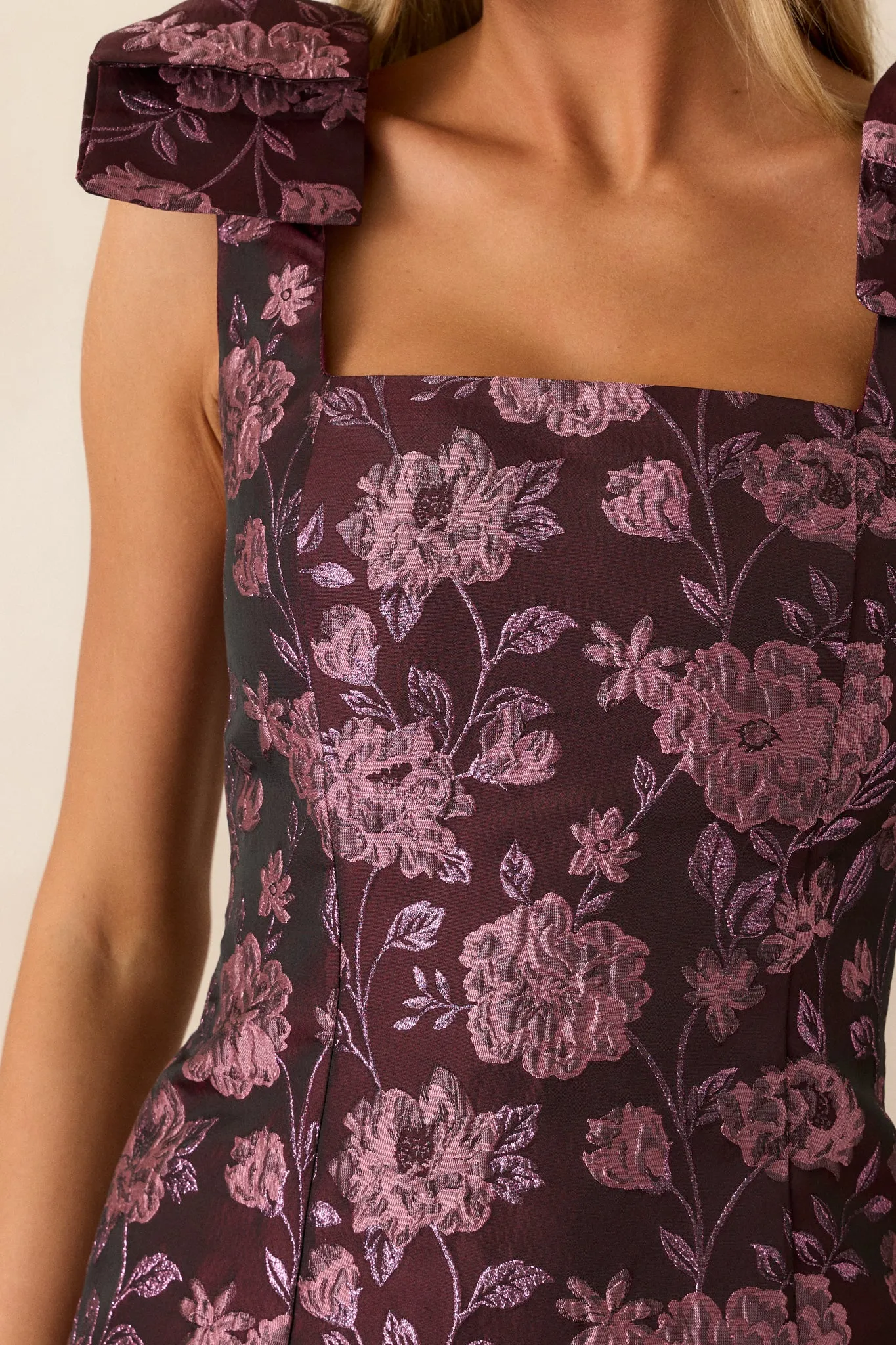 Dancing In The Rain Purple Floral Jacquard Mini Dress