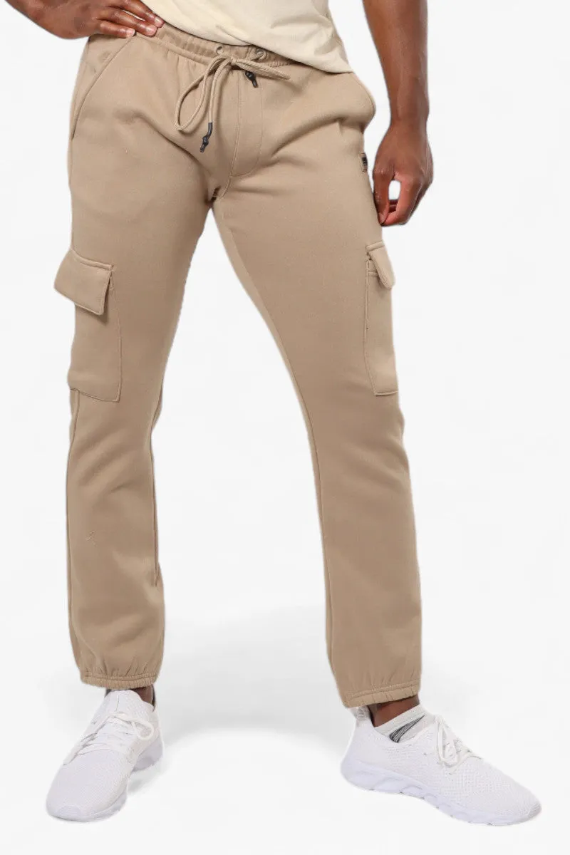 Essentials Solid Tie Waist Cargo Joggers - Beige