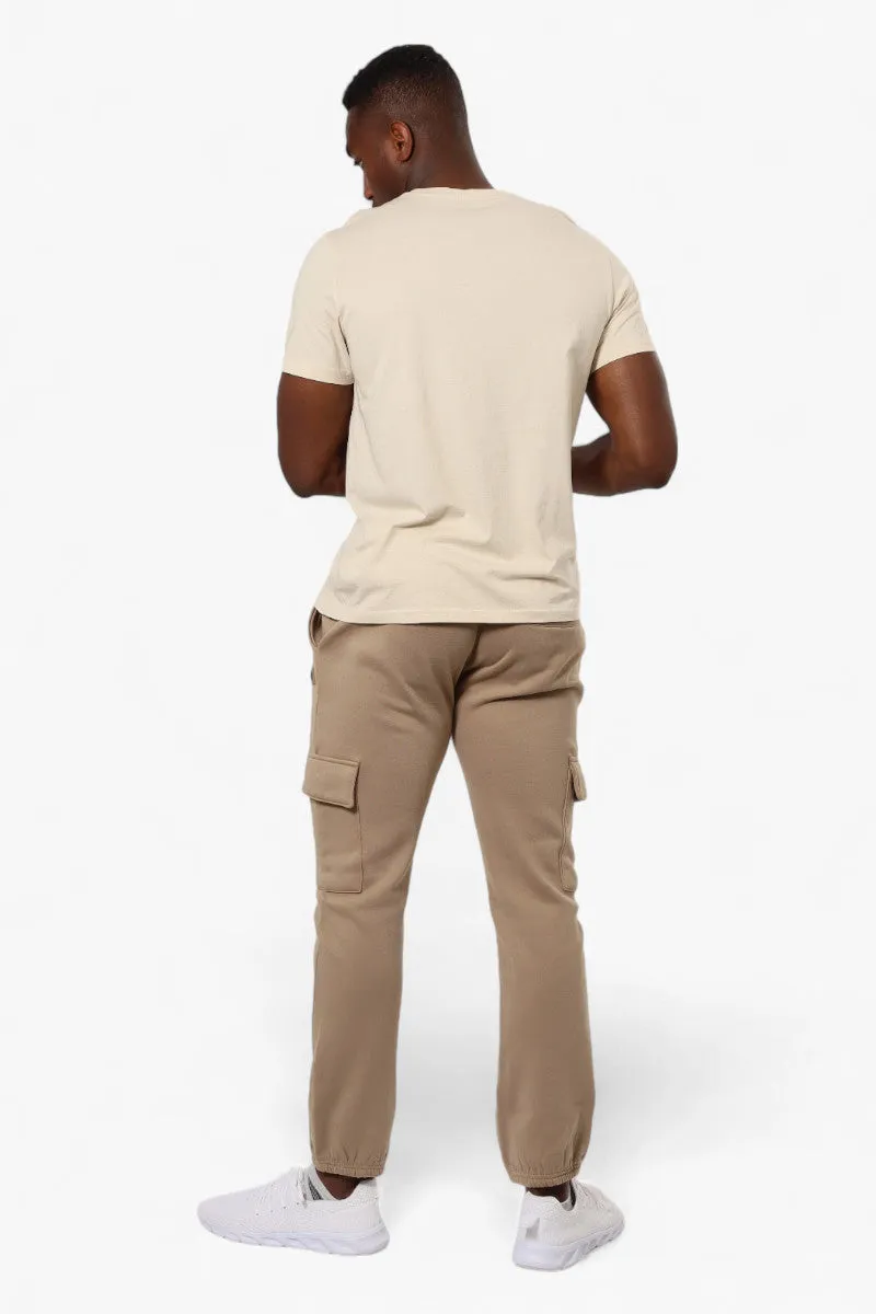 Essentials Solid Tie Waist Cargo Joggers - Beige