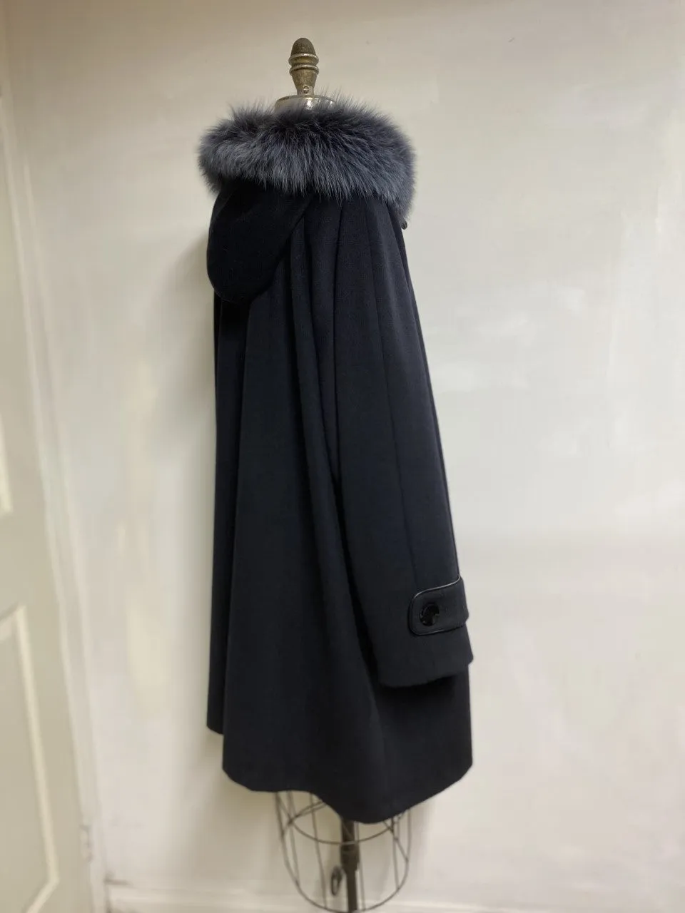 Esther Car Coat - 50% Cashmere & Wool Blend - Detachable Fox Hood