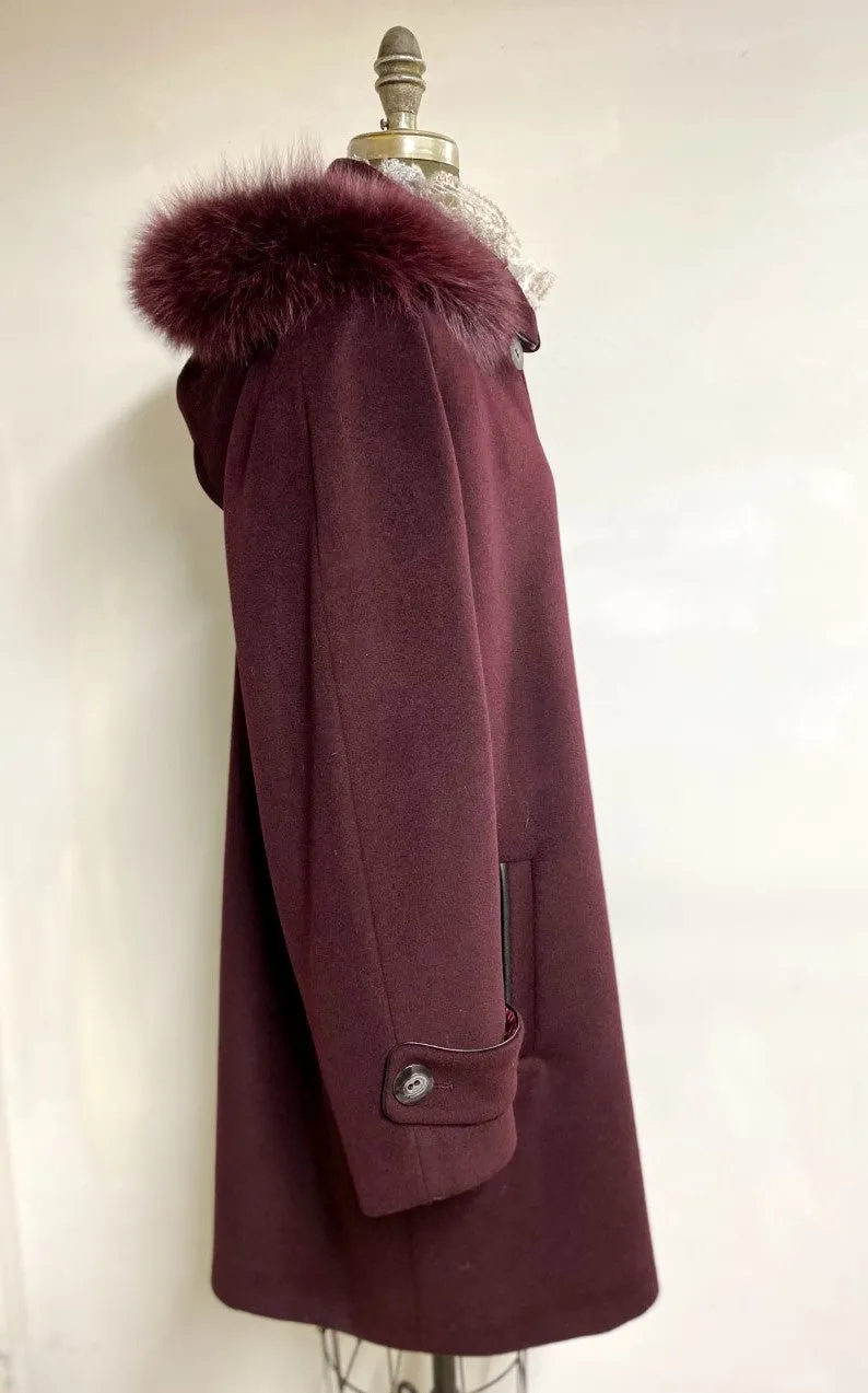 Esther Car Coat - 50% Cashmere & Wool Blend - Detachable Fox Hood