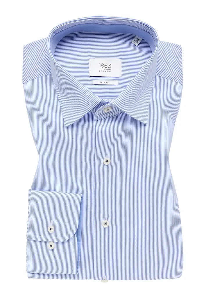 Eterna 1863 Royal Blue Stripe Shirt Blue