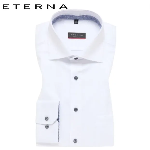 Eterna X-Tall Diamond Twill White Shirt White