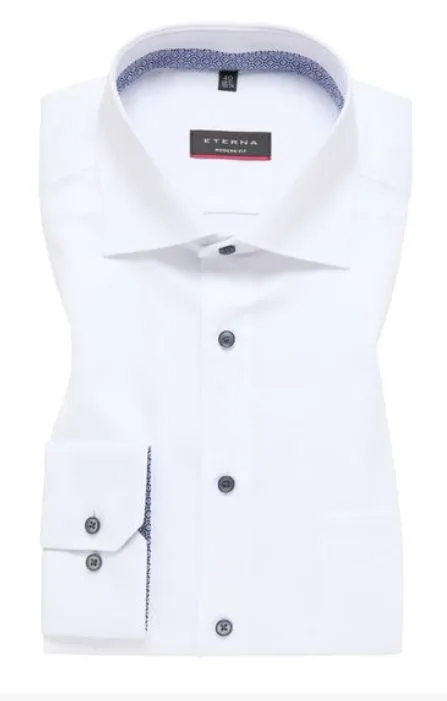 Eterna X-Tall Diamond Twill White Shirt White