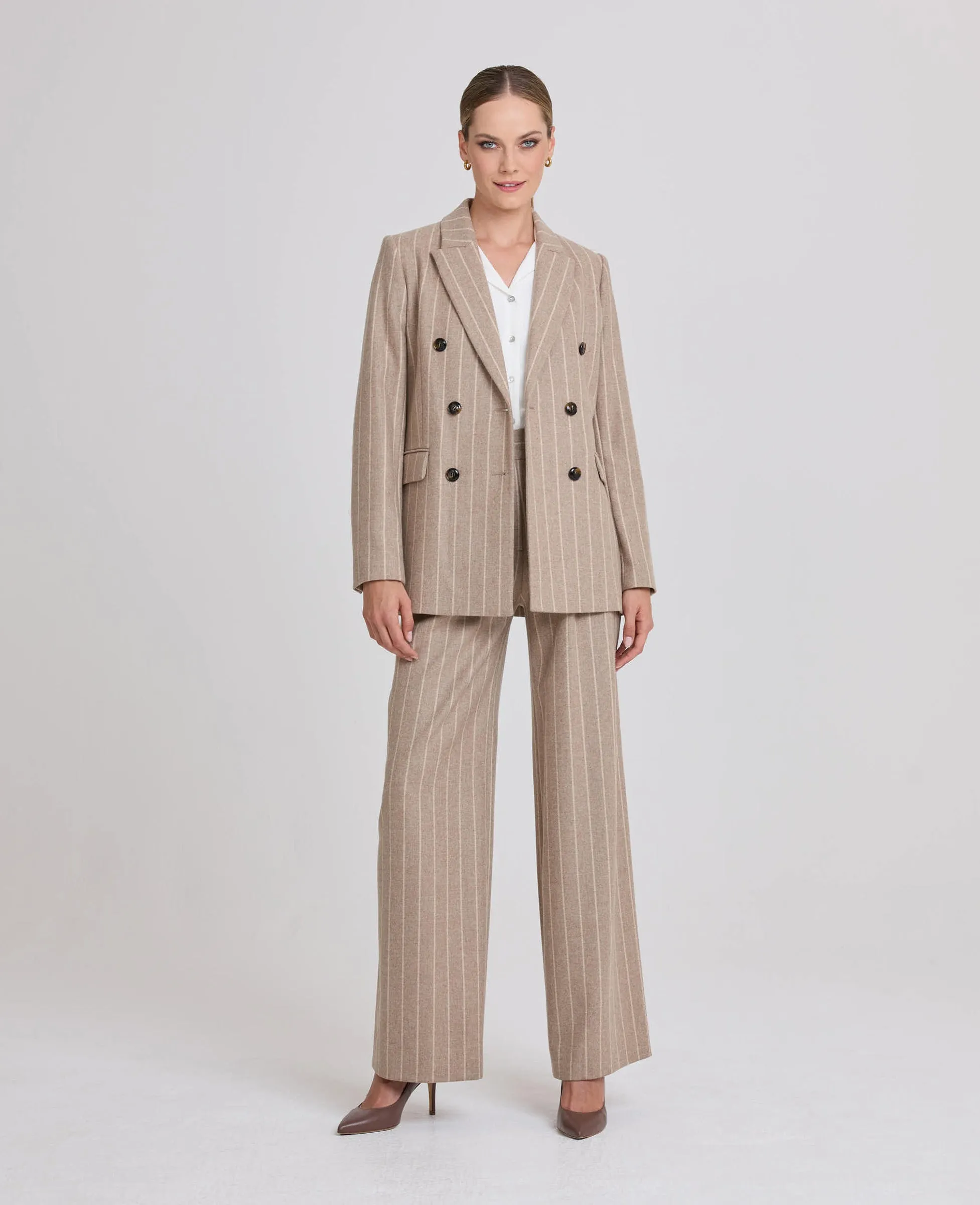 Eve Relaxed Double Breasted Pinstripe Jacket