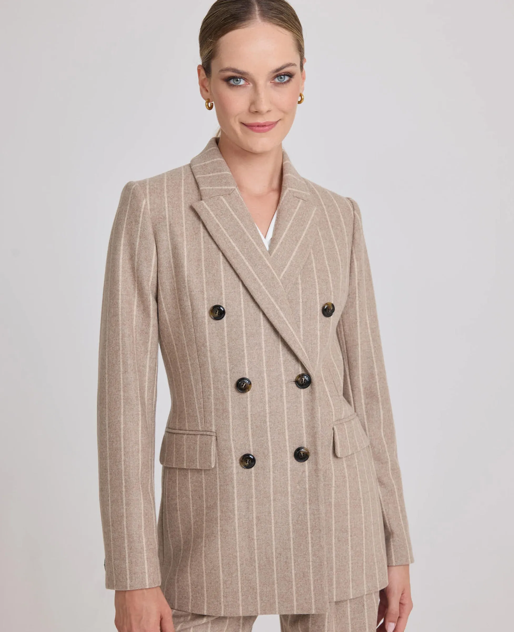 Eve Relaxed Double Breasted Pinstripe Jacket