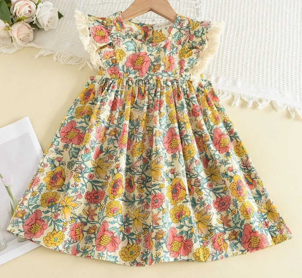 Floral Cotton Knee-Length Dress