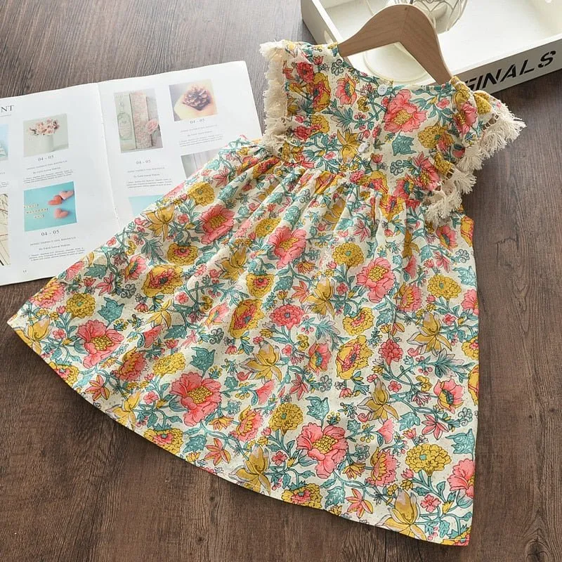 Floral Cotton Knee-Length Dress