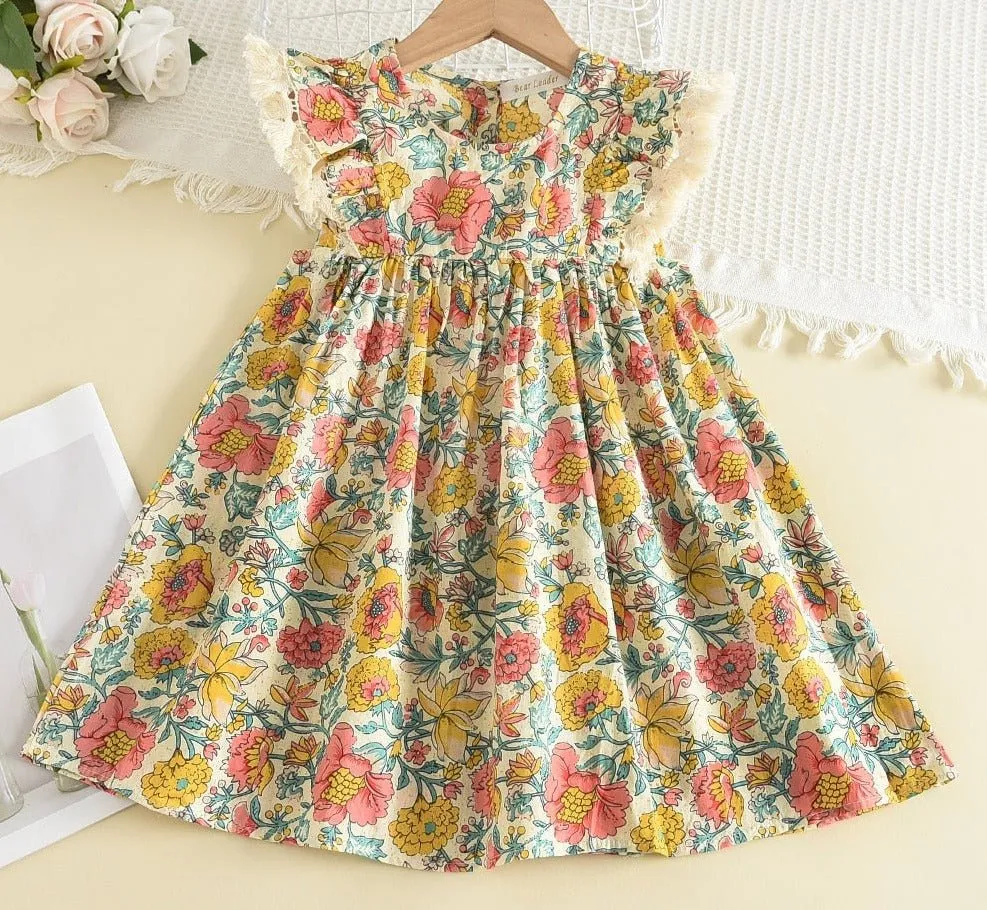 Floral Cotton Knee-Length Dress