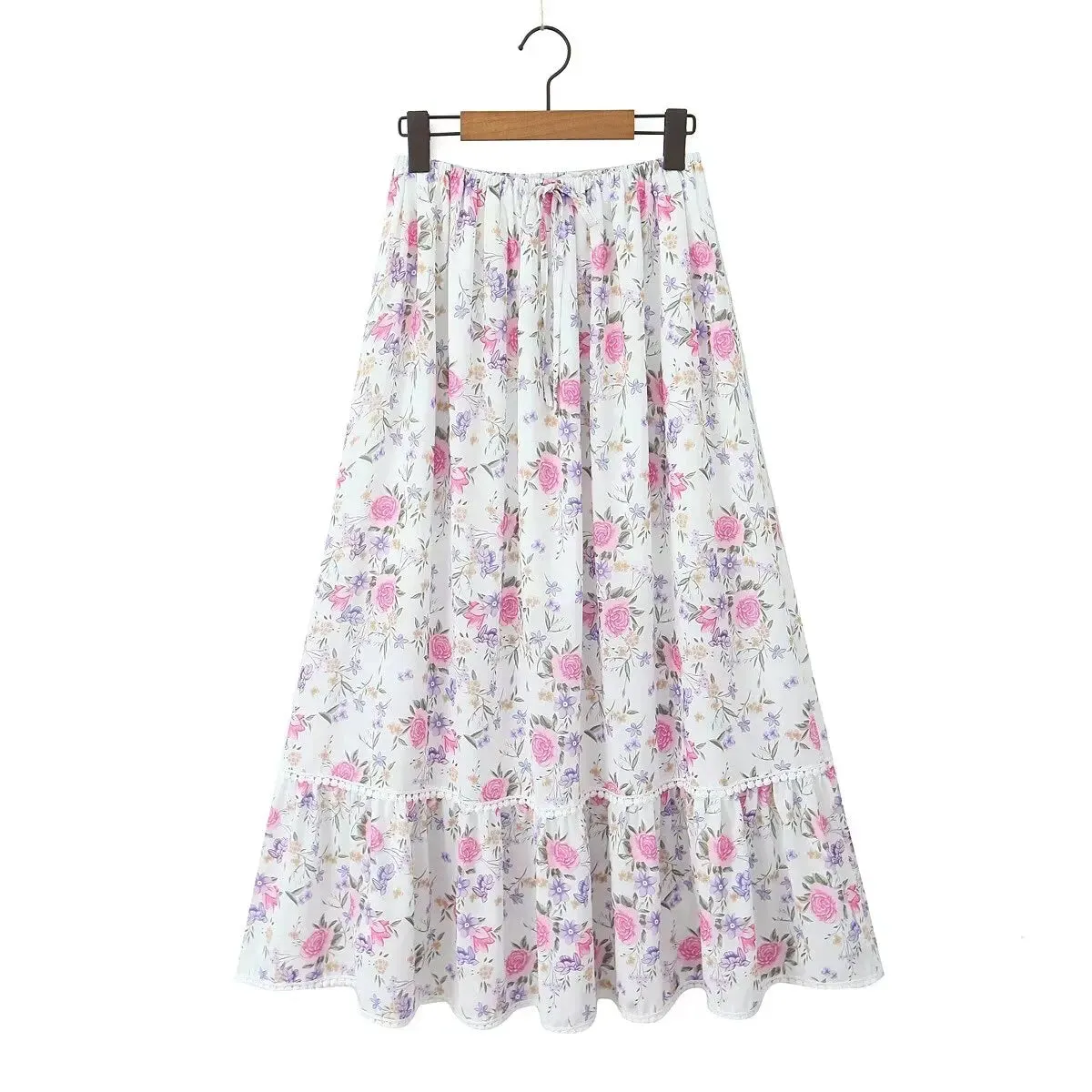 Floral Elastic Stylish Waist Maxi Skirt