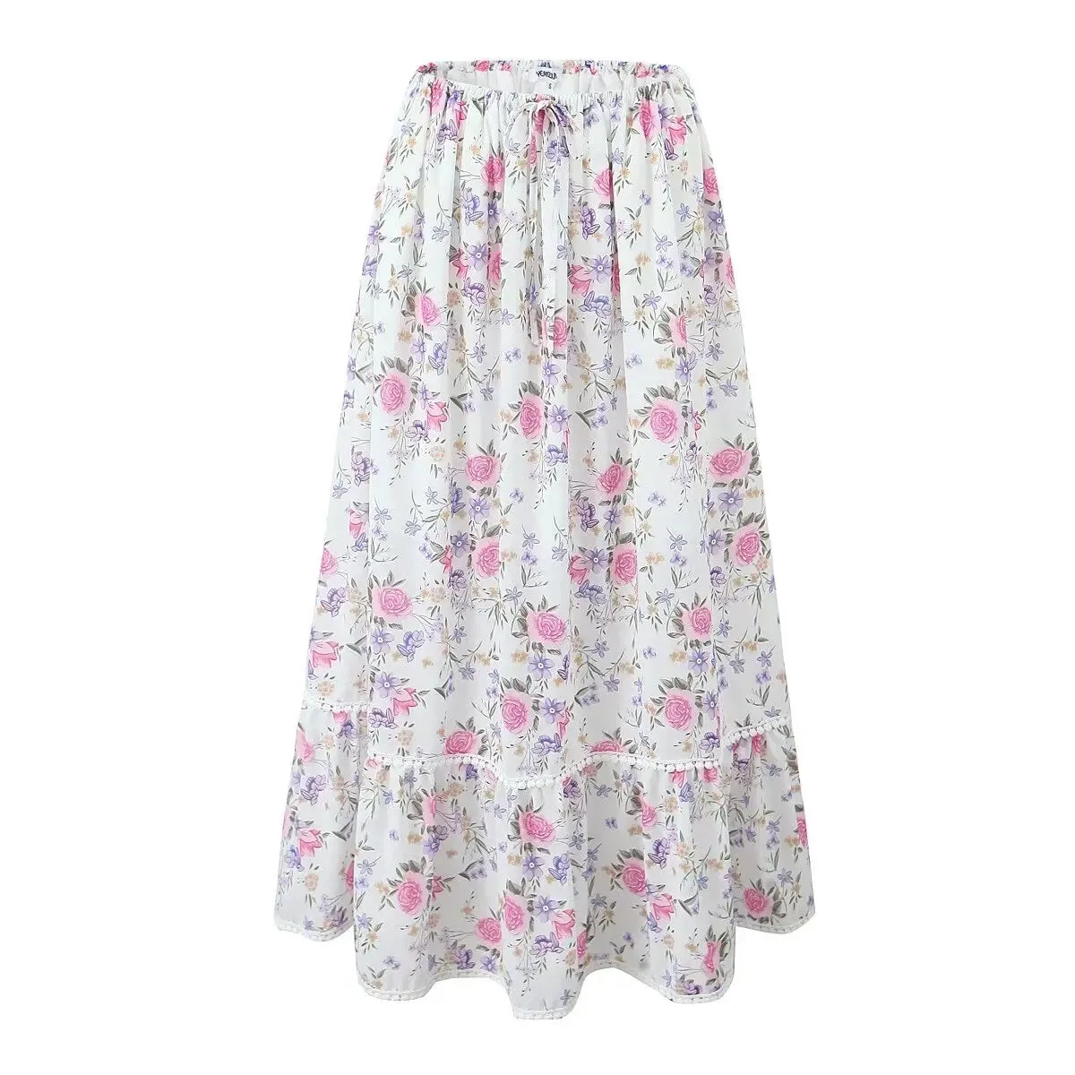 Floral Elastic Stylish Waist Maxi Skirt