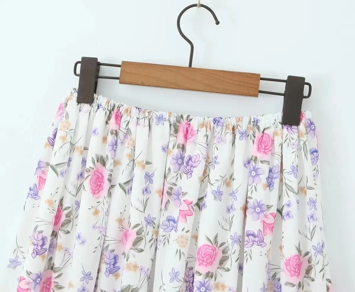 Floral Elastic Stylish Waist Maxi Skirt