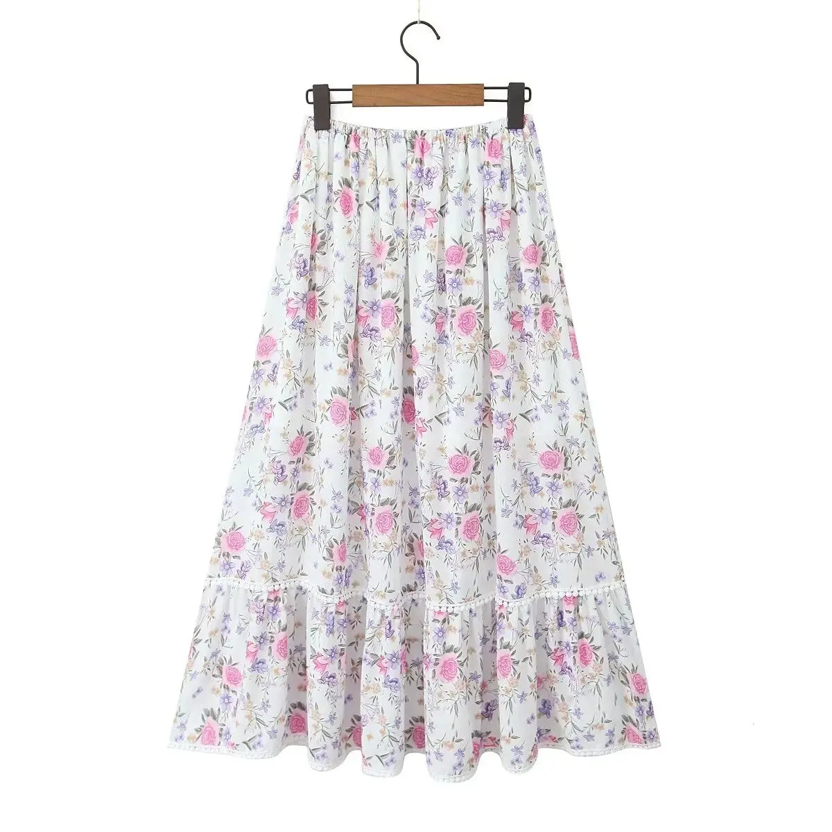 Floral Elastic Stylish Waist Maxi Skirt