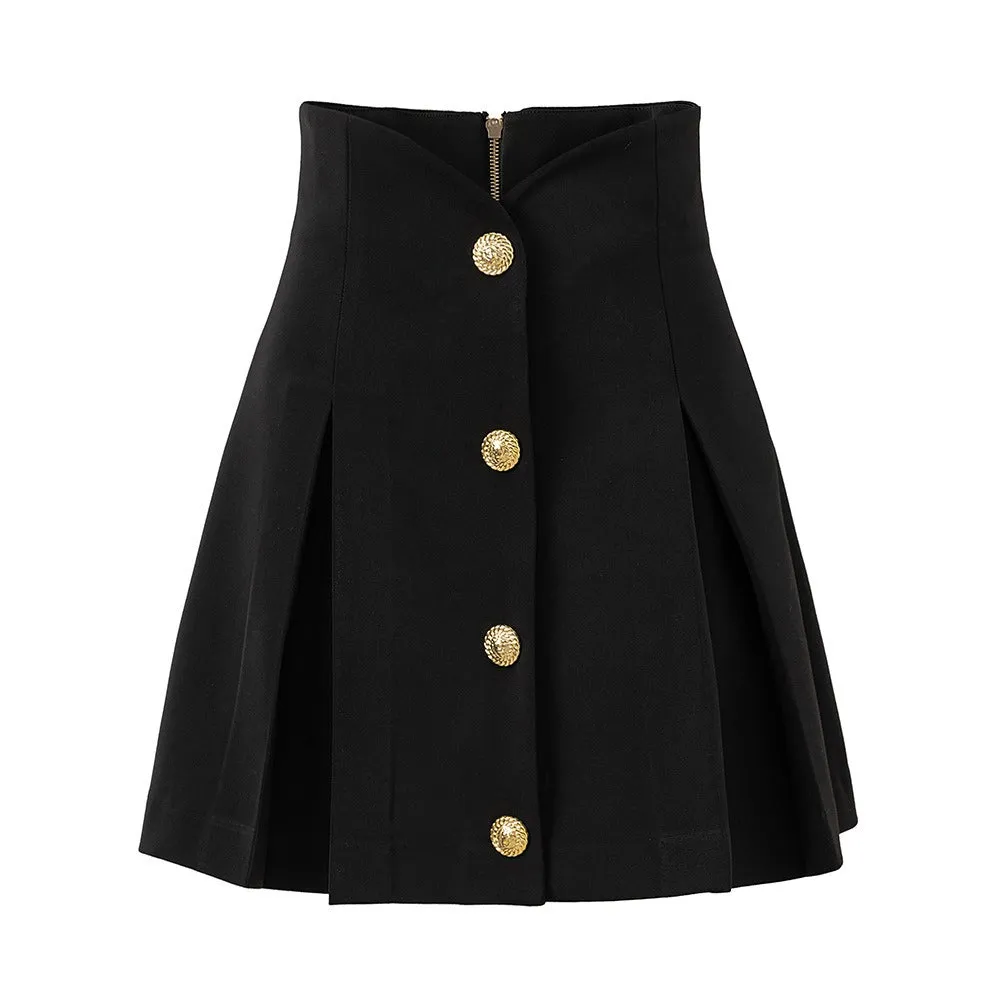 High Waisted Pleated Mini Skirt