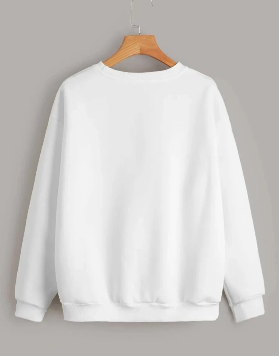 Jia Women'S Solid Terry Sweat Shirt-Off White