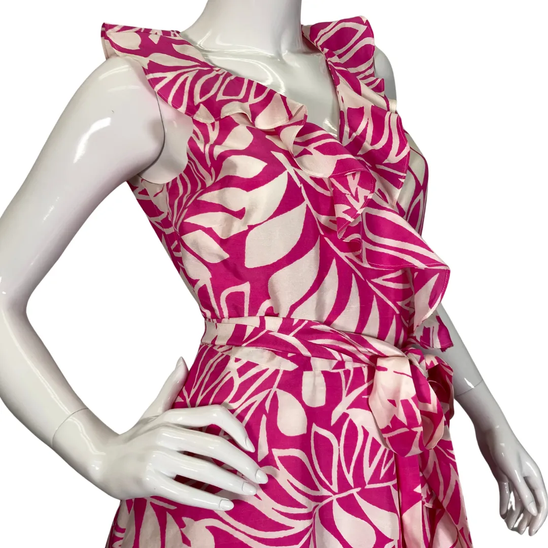 Kate Spade Vibrant Pink Tropical Leaf Wrap Dress