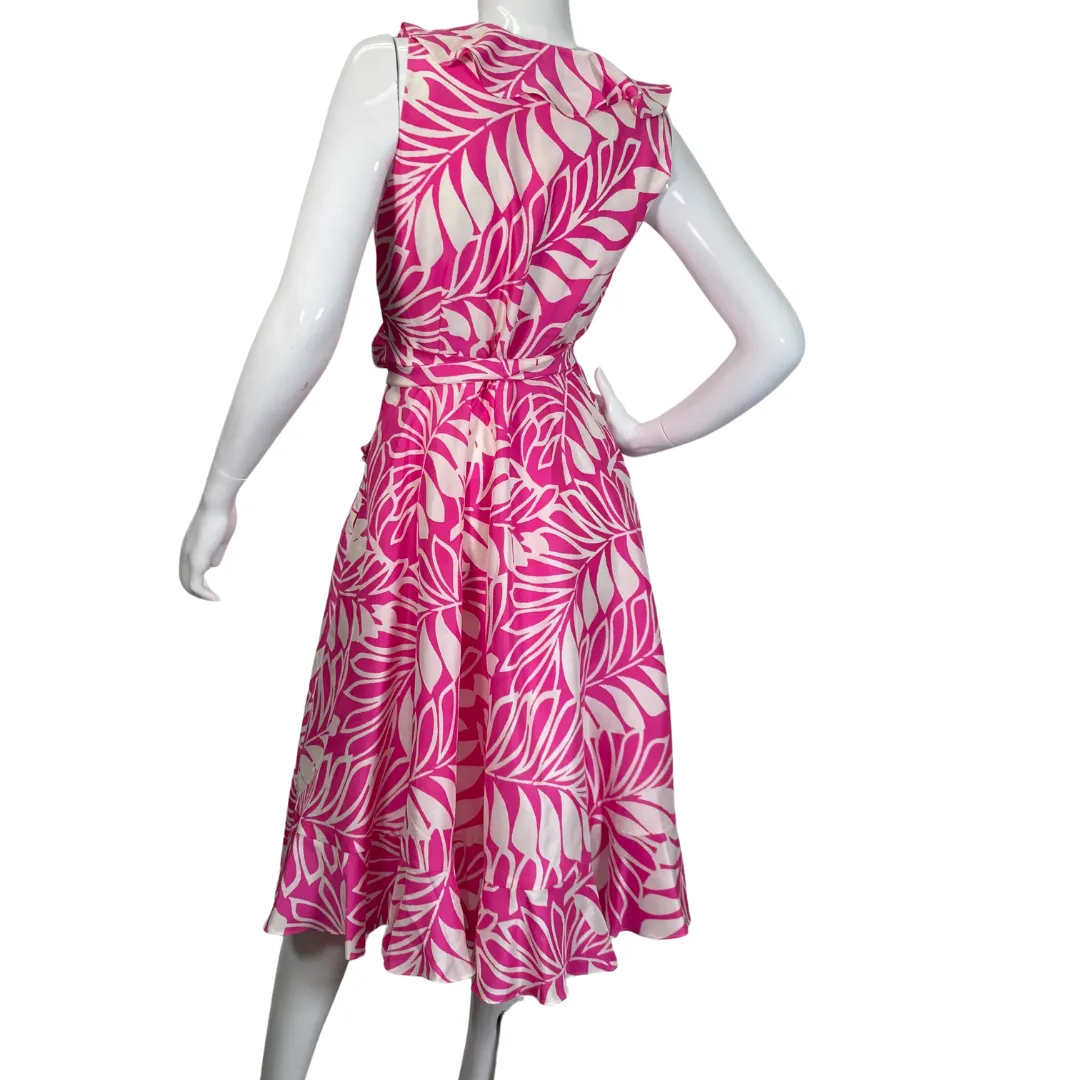 Kate Spade Vibrant Pink Tropical Leaf Wrap Dress