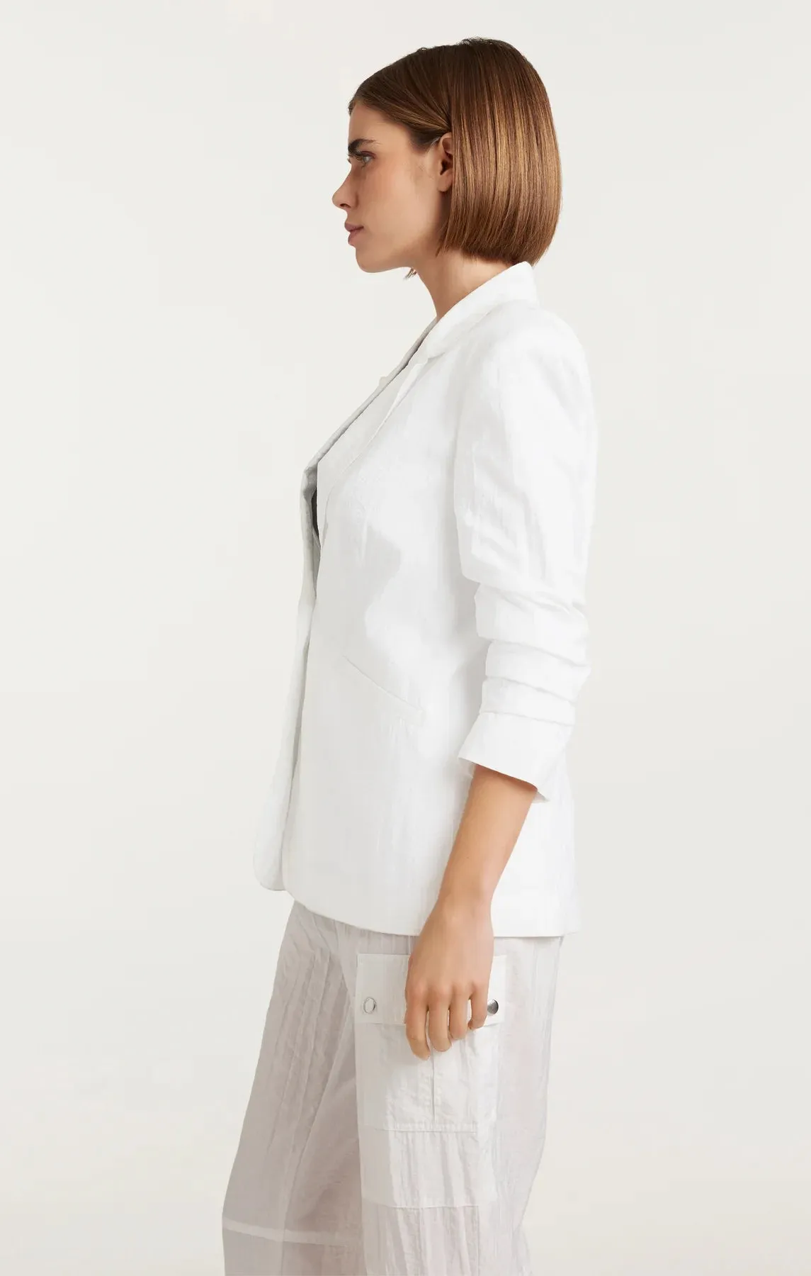 Khloe Woven Blazer - White