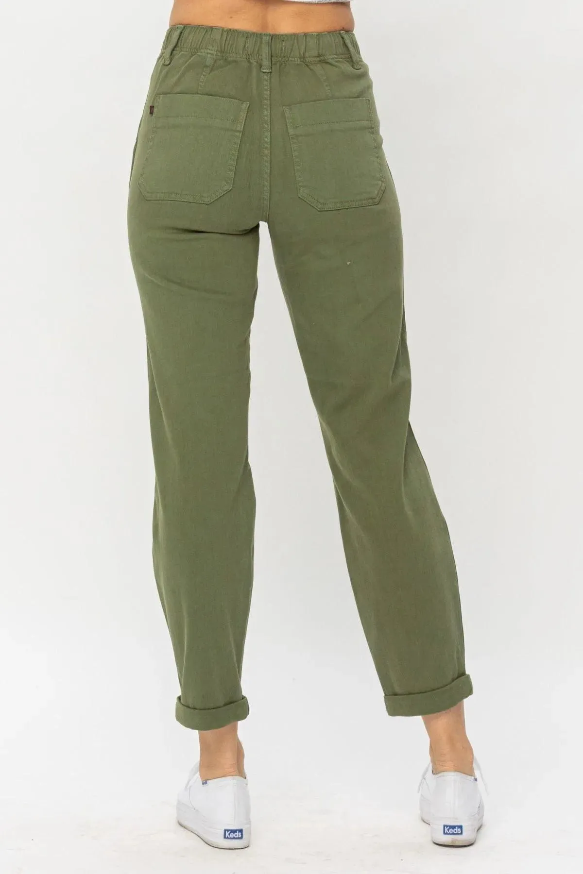 Ladies High Waist Olive Green Jessie Denim Jogger Pants