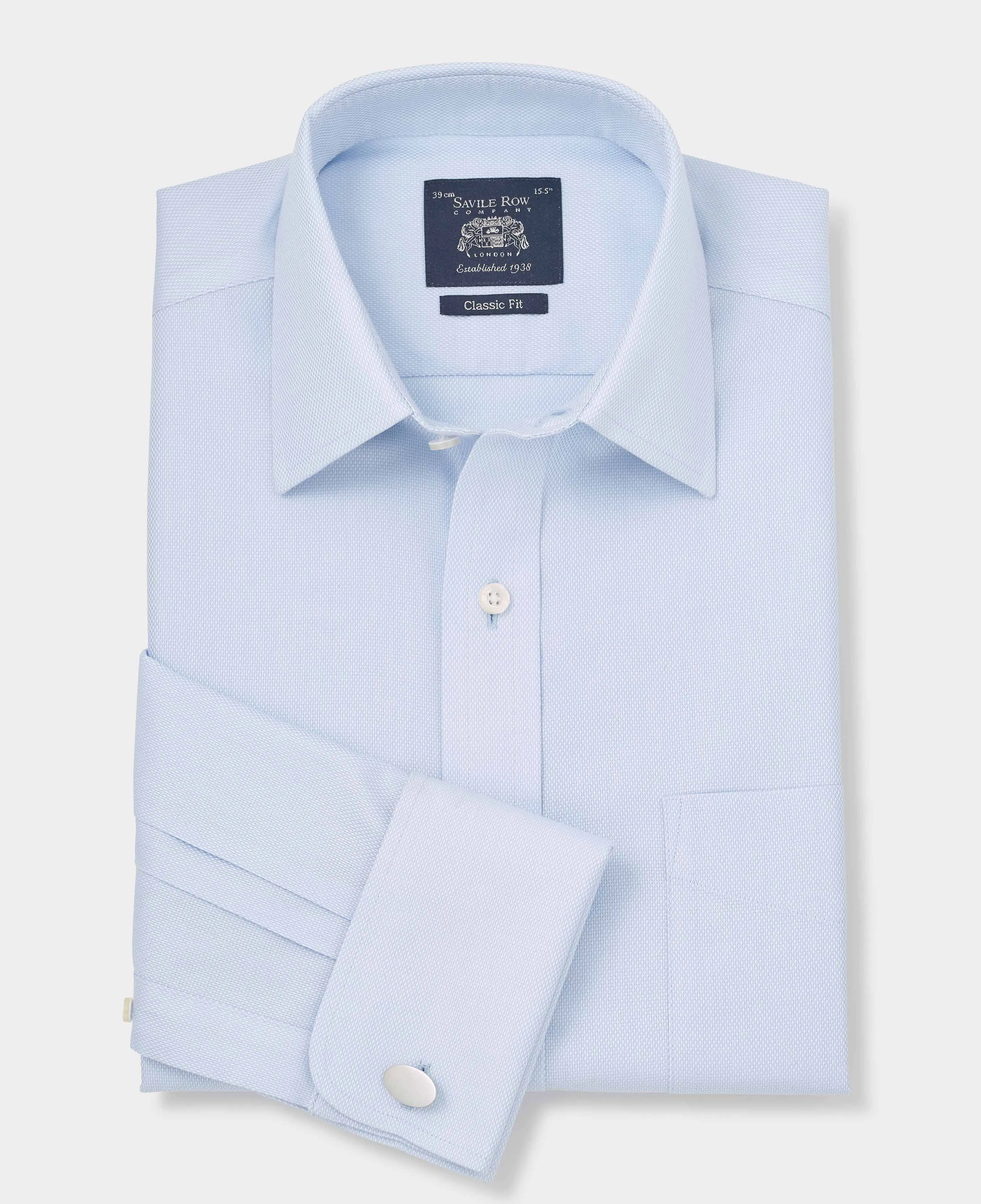 Light Blue Cotton Classic Fit Non-Iron Shirt - Double Cuff