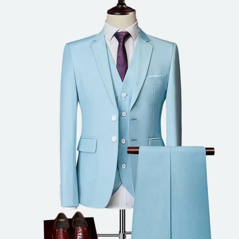 Light Blue Slim Fit Formal Suit with Stunning Colours and Accessories