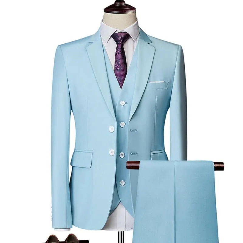 Light Blue Slim Fit Formal Suit with Stunning Colours and Accessories