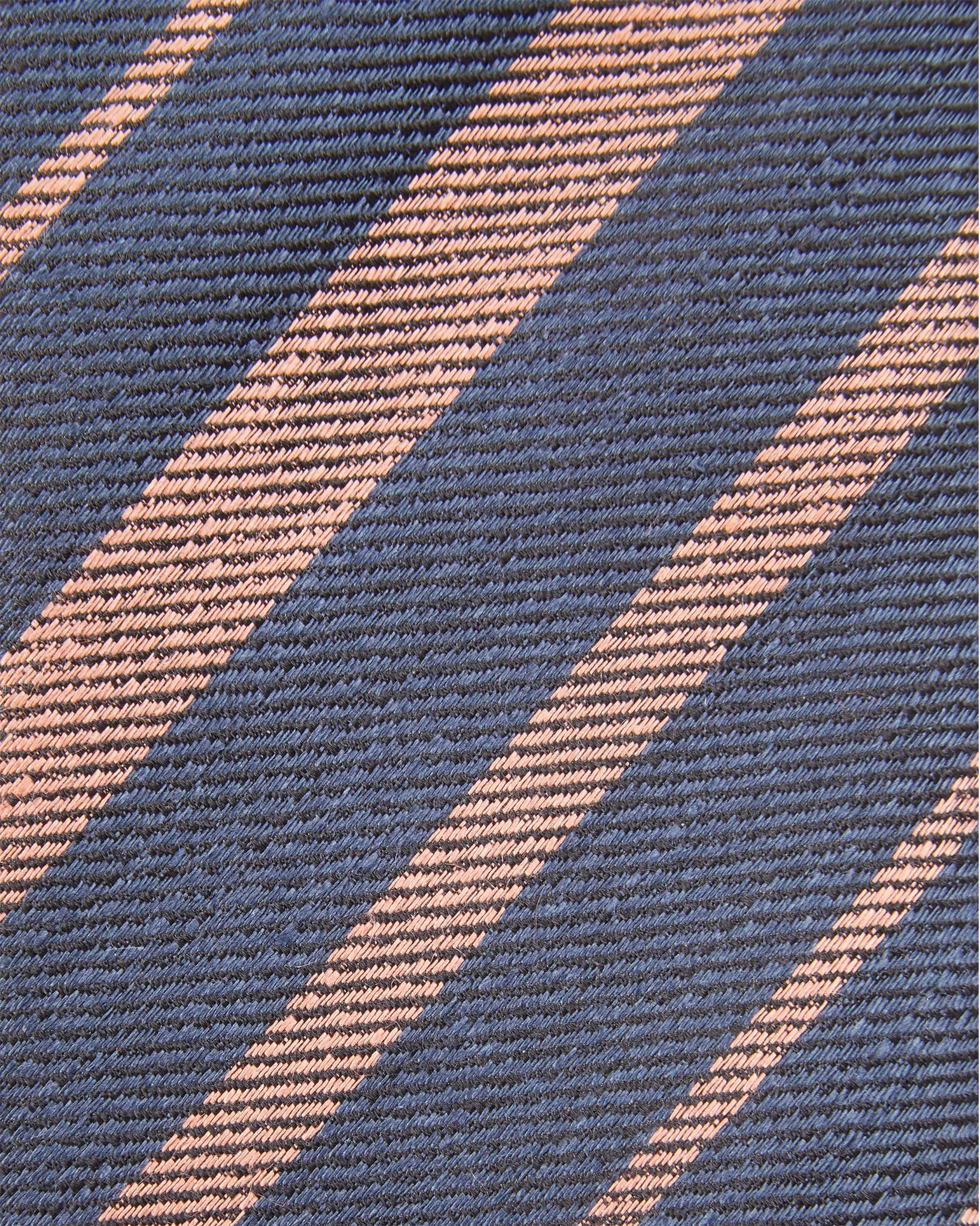 Linen/Silk Woven Tie in Navy/Orange Stripe