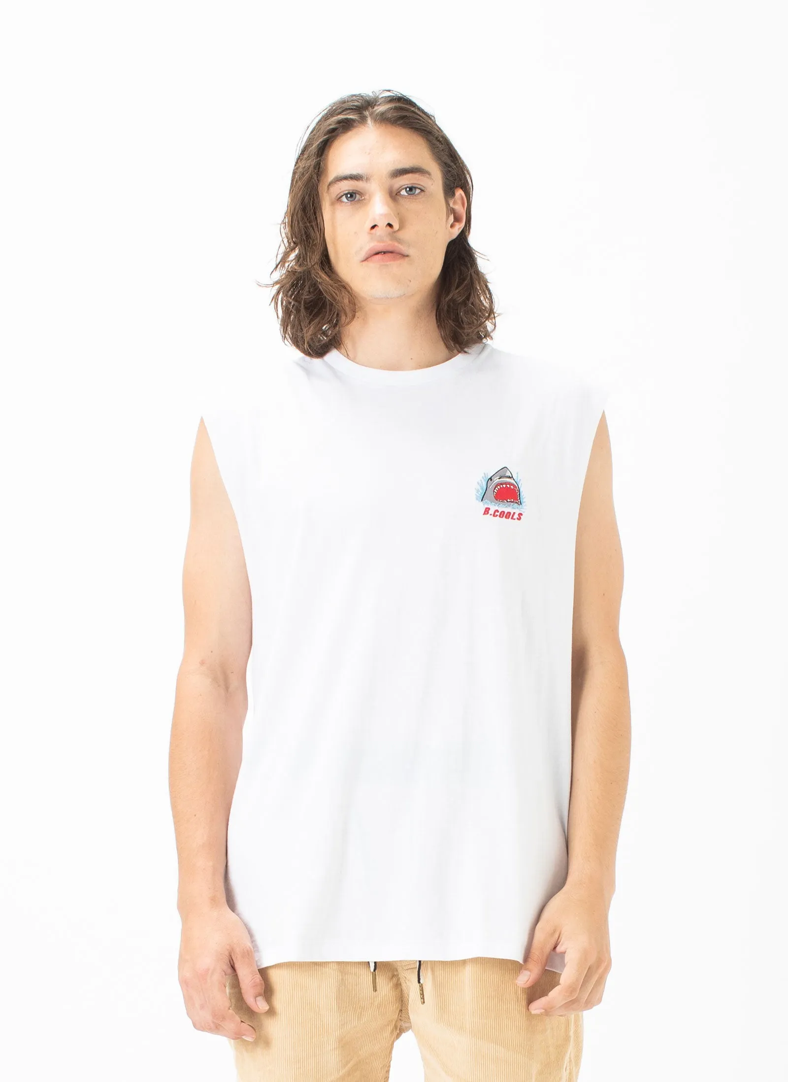 Little Shark Muscle Tee White