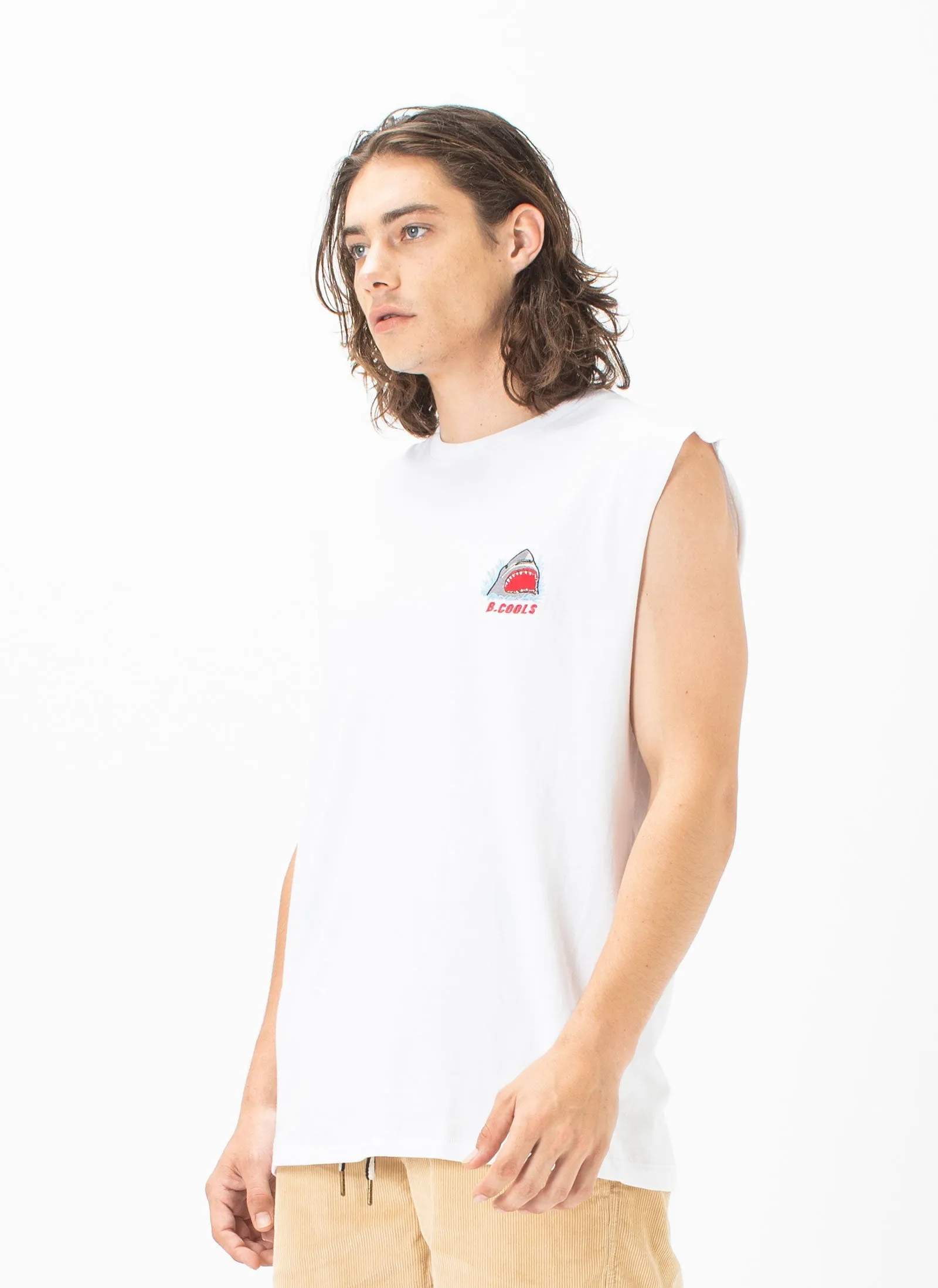 Little Shark Muscle Tee White