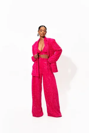 LIZA Sequin Blazer in FUCHSIA