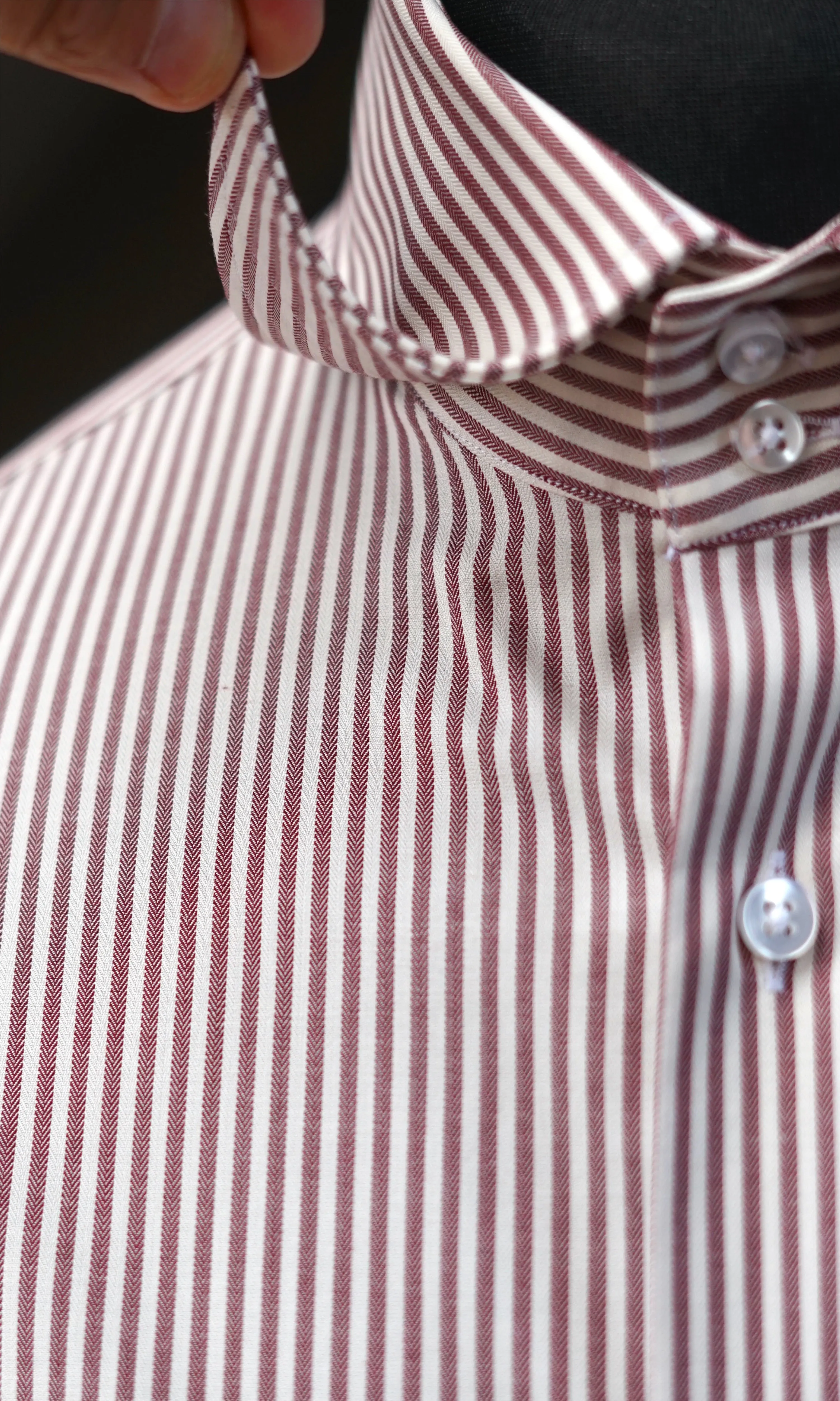 Maroon Herringbone Dress Shirt