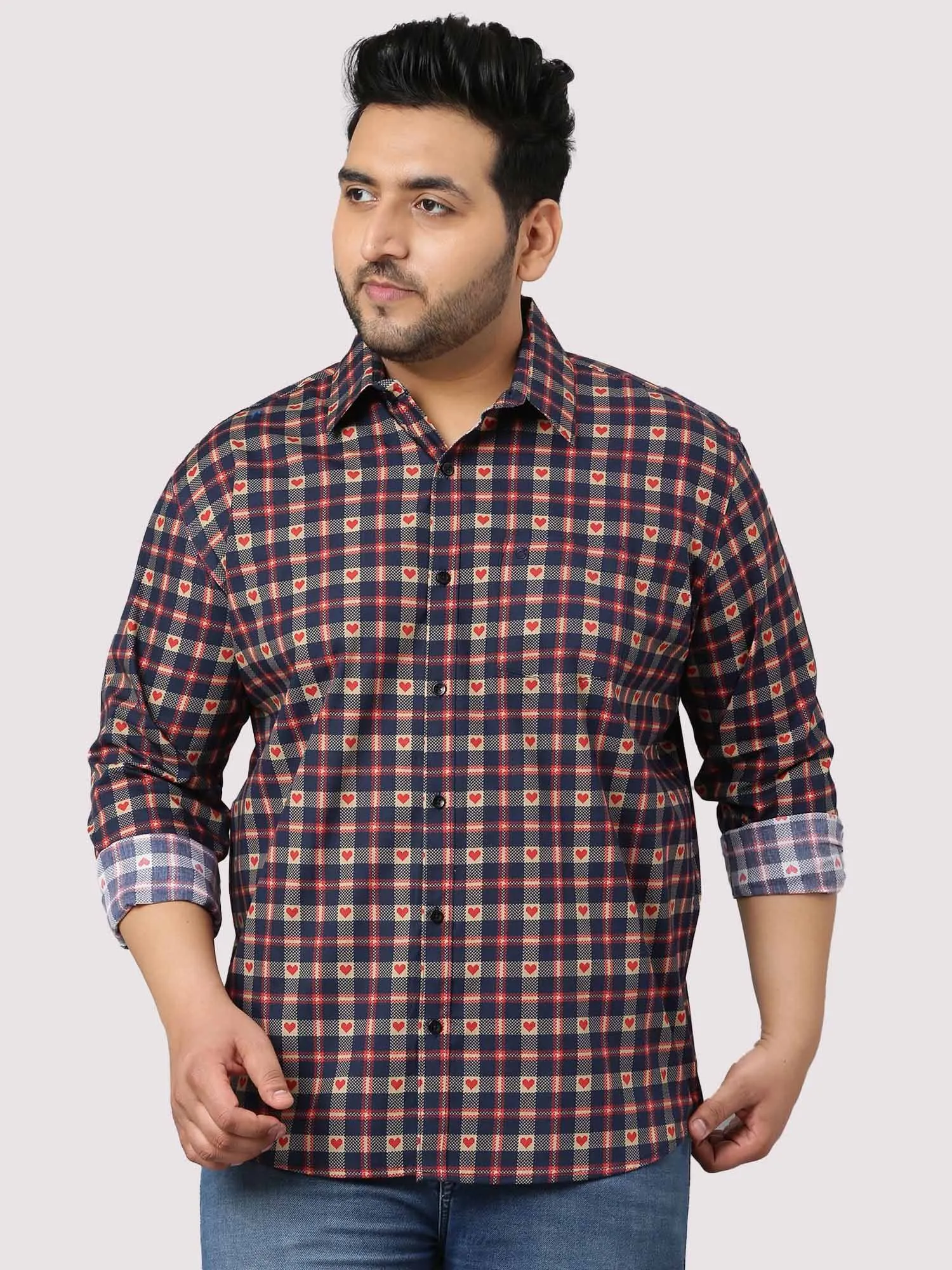 Maroon With Heart Checks Men's Plus Size