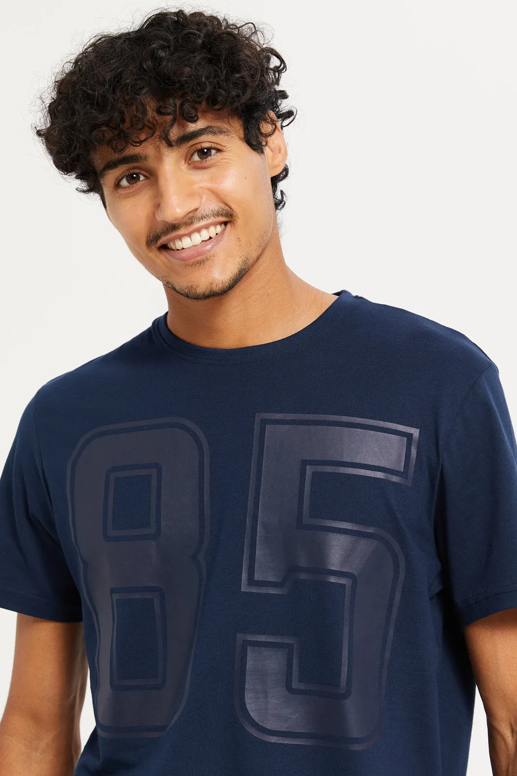 Men Navy Printed T-Shirt