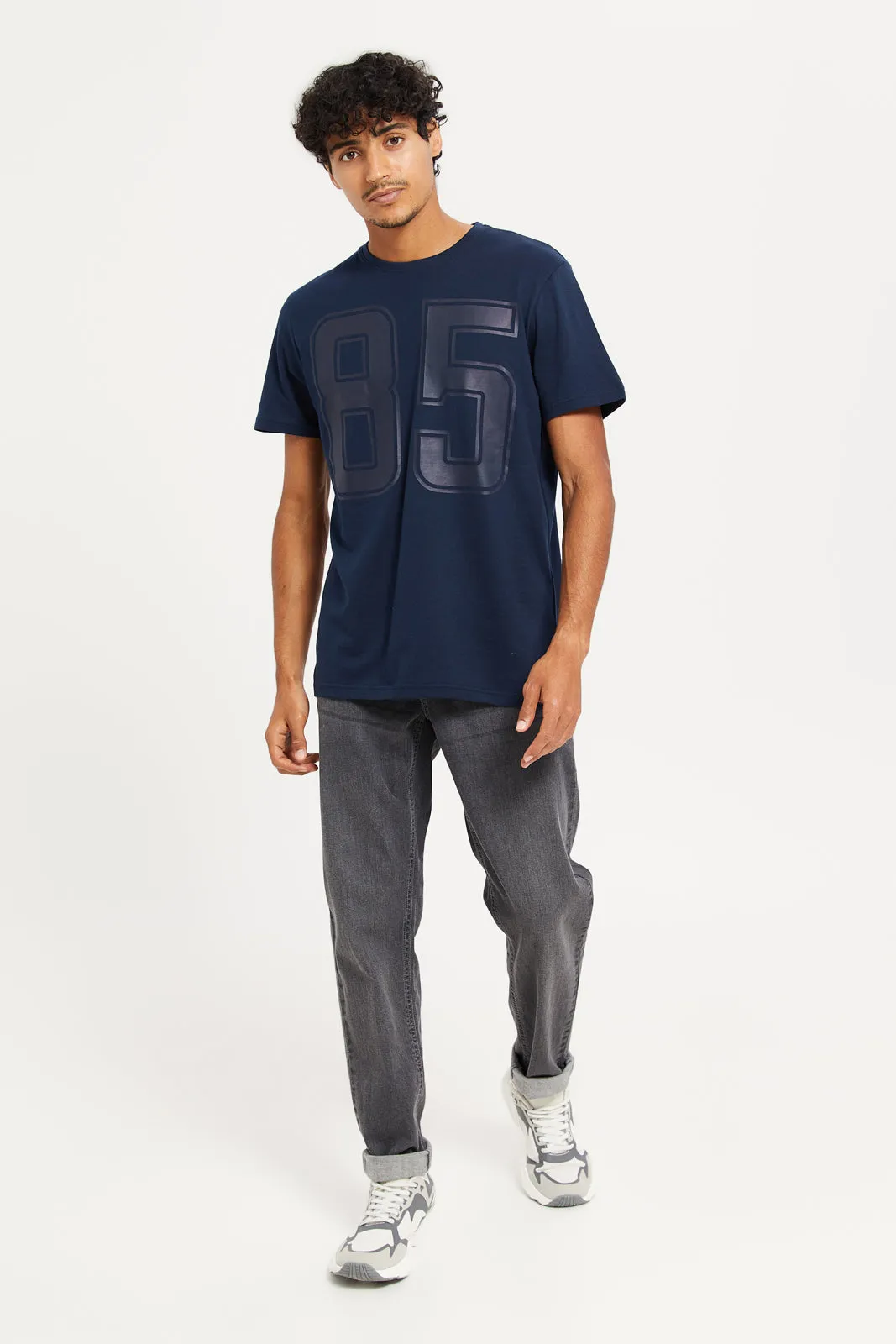 Men Navy Printed T-Shirt