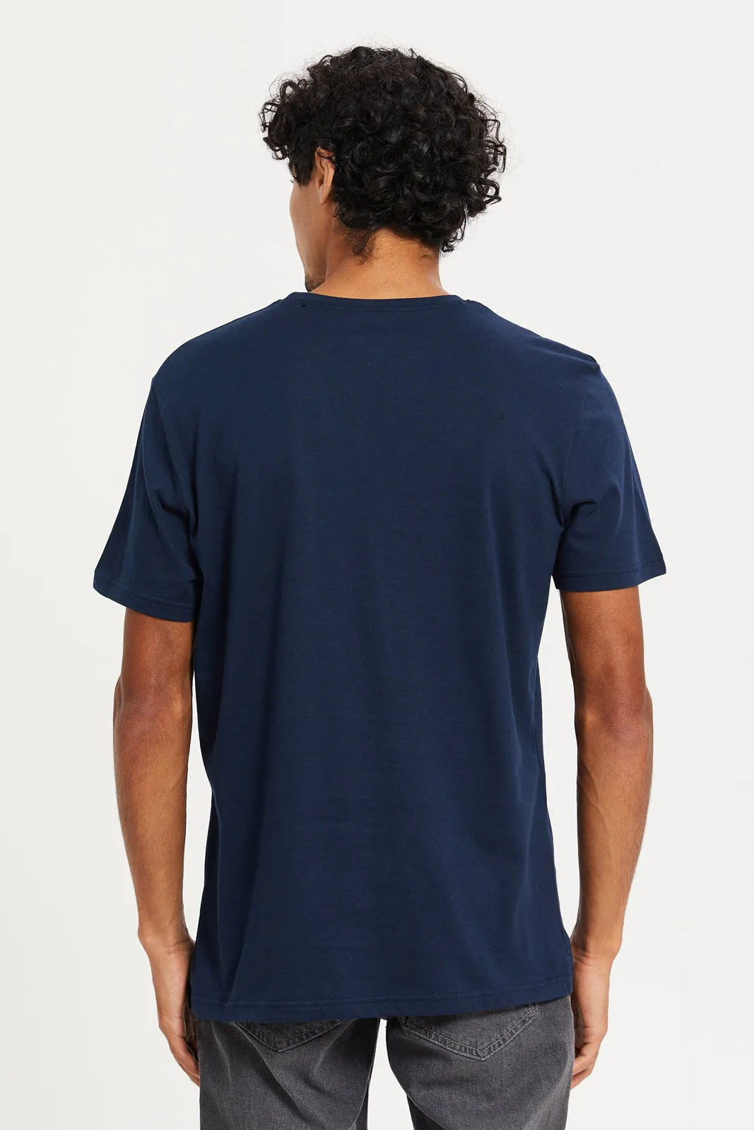 Men Navy Printed T-Shirt