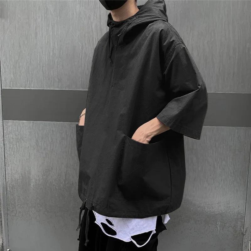 Men's Oversized Half-Sleeve Windbreaker Hoodie